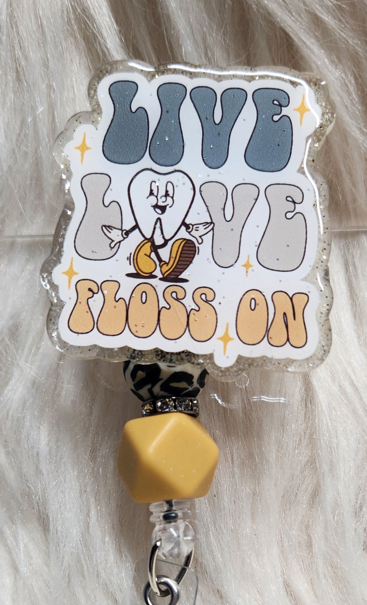 Live Love Floss Badge Reel Face