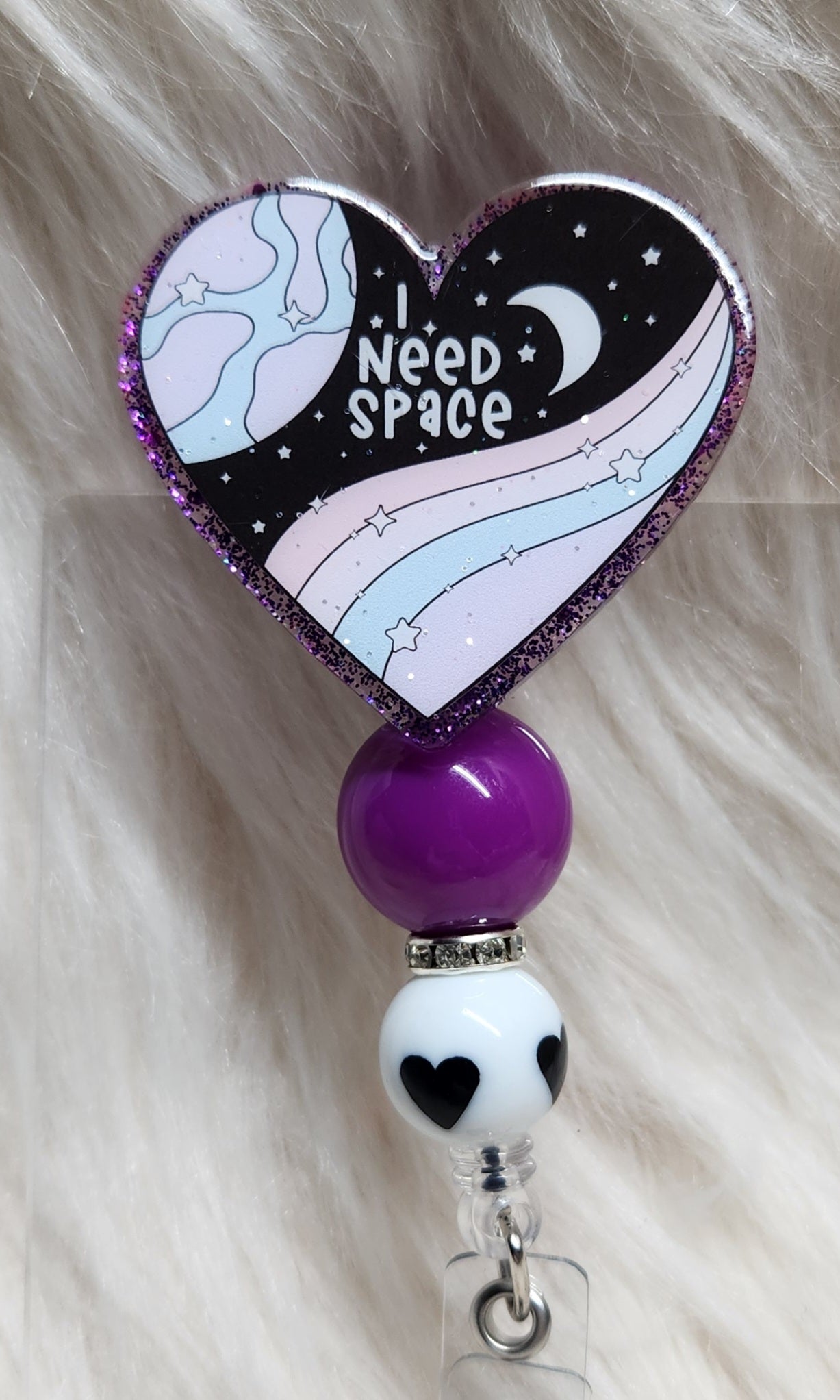 I Need Space Badge Reel Face