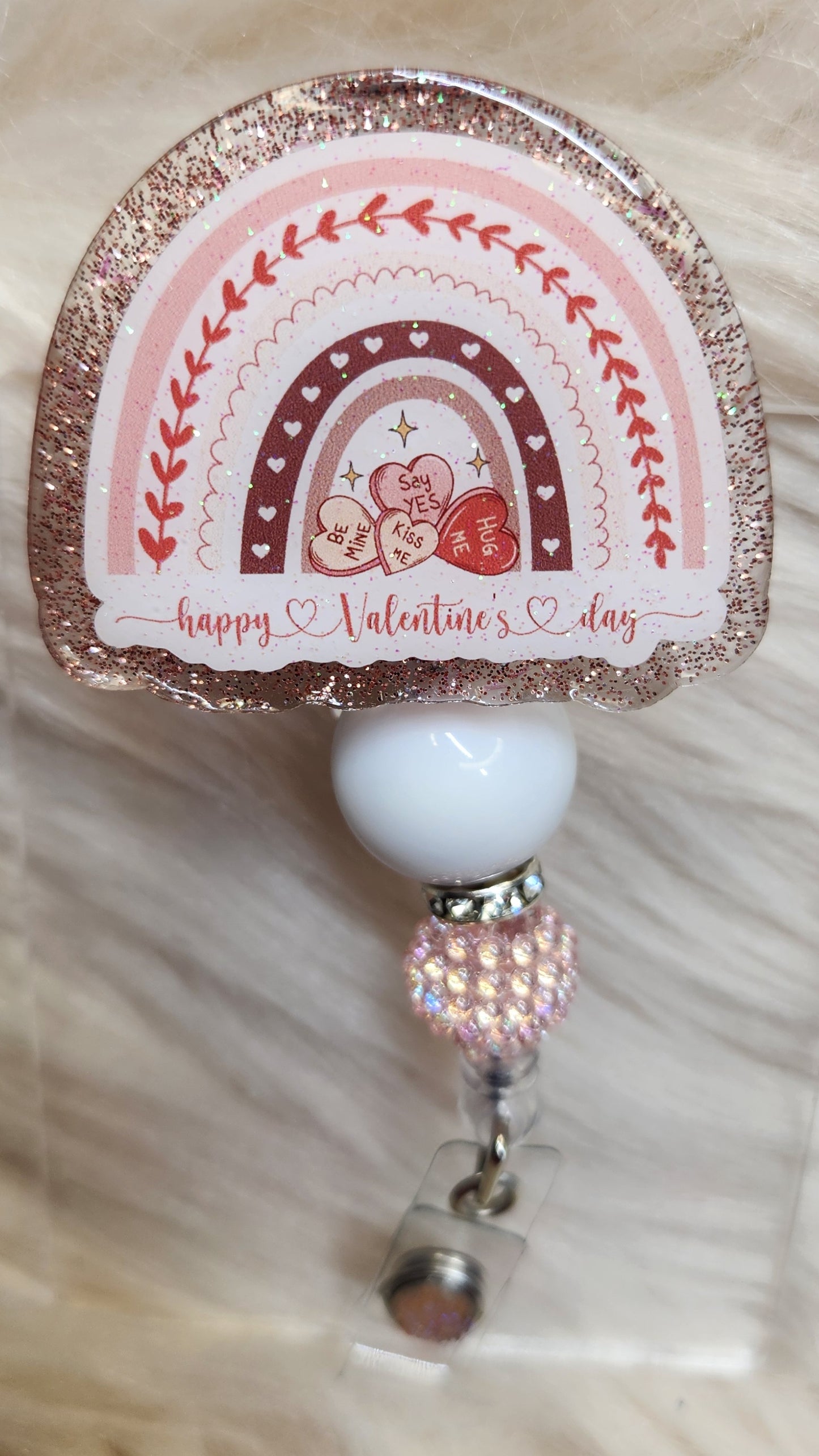 Valentine Rainbow Badge Reel Face