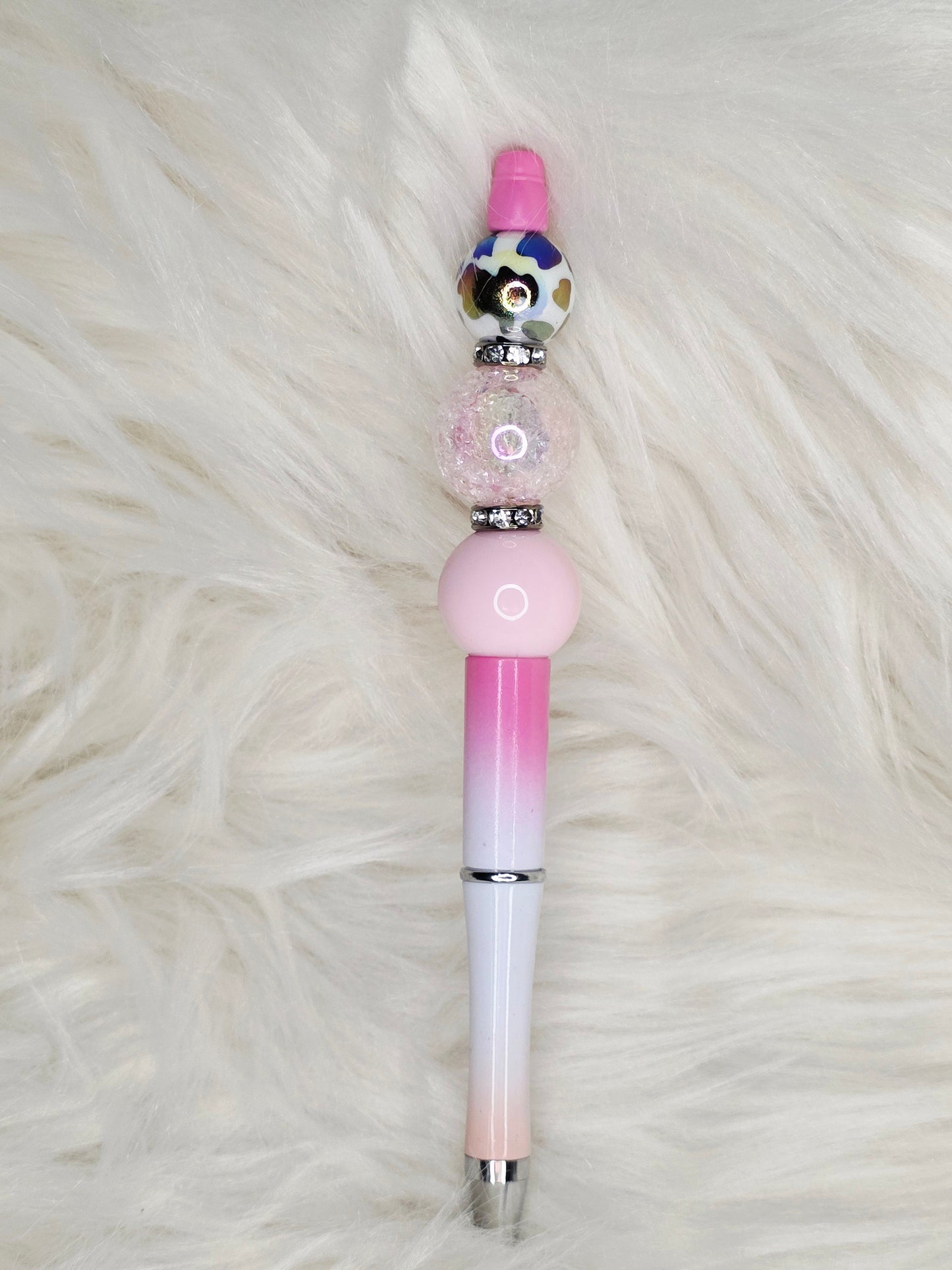 Pink Cow Print Beaded Pen