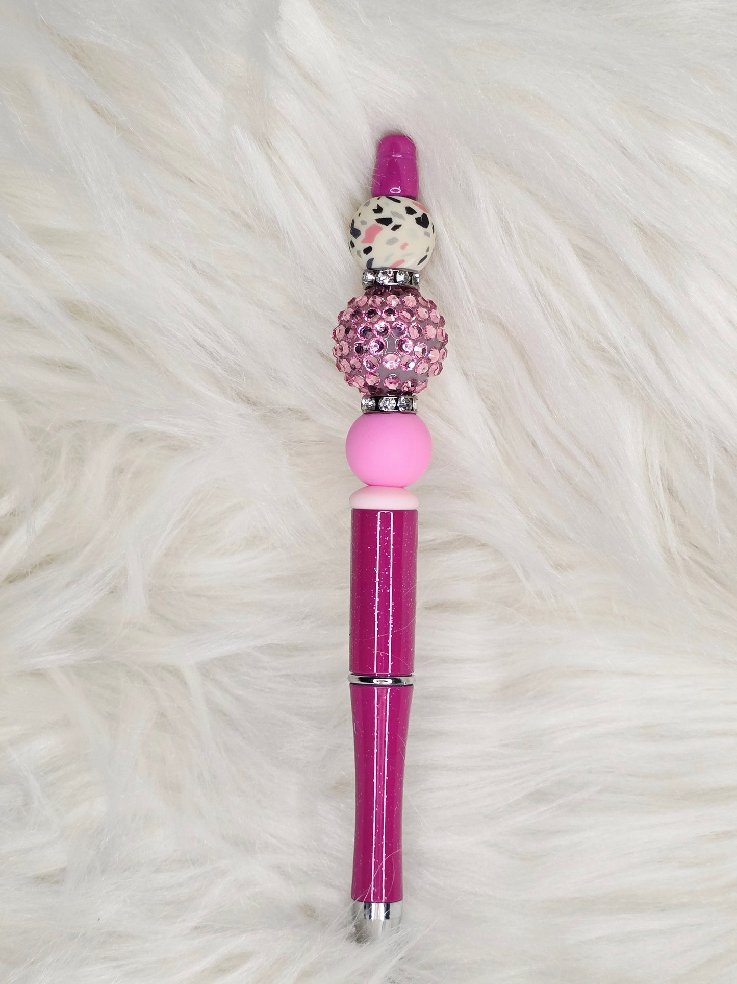 Dark Pink Beaded Pen