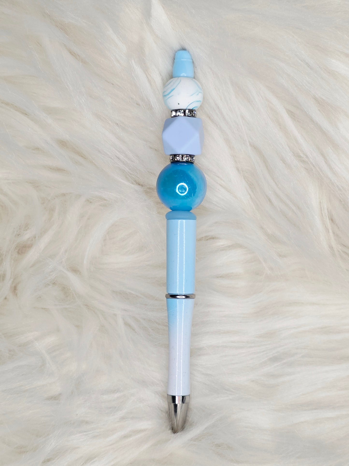 Blue/White Beaded Pen