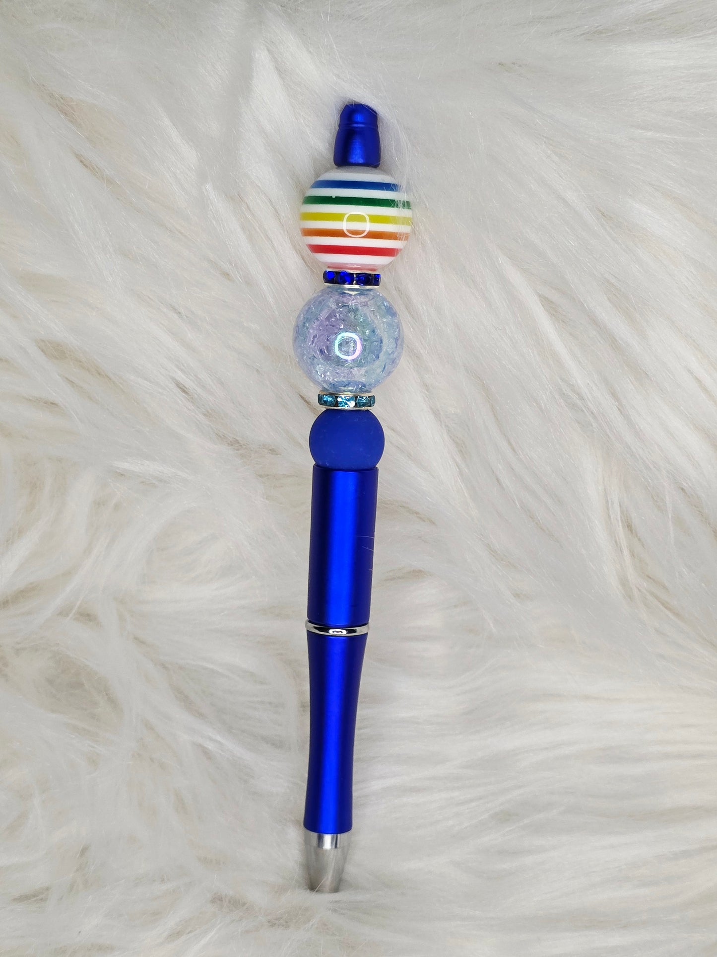 Blue Rainbow Beaded Pen