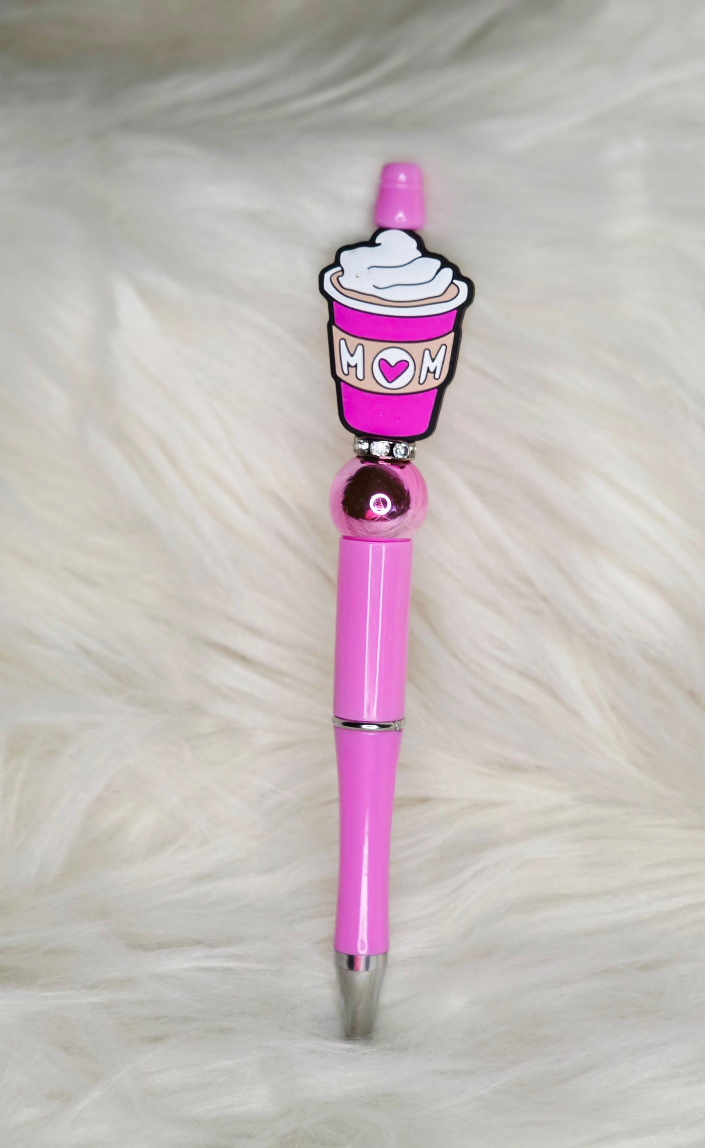 Pink Mom Coffee Beaded Pen