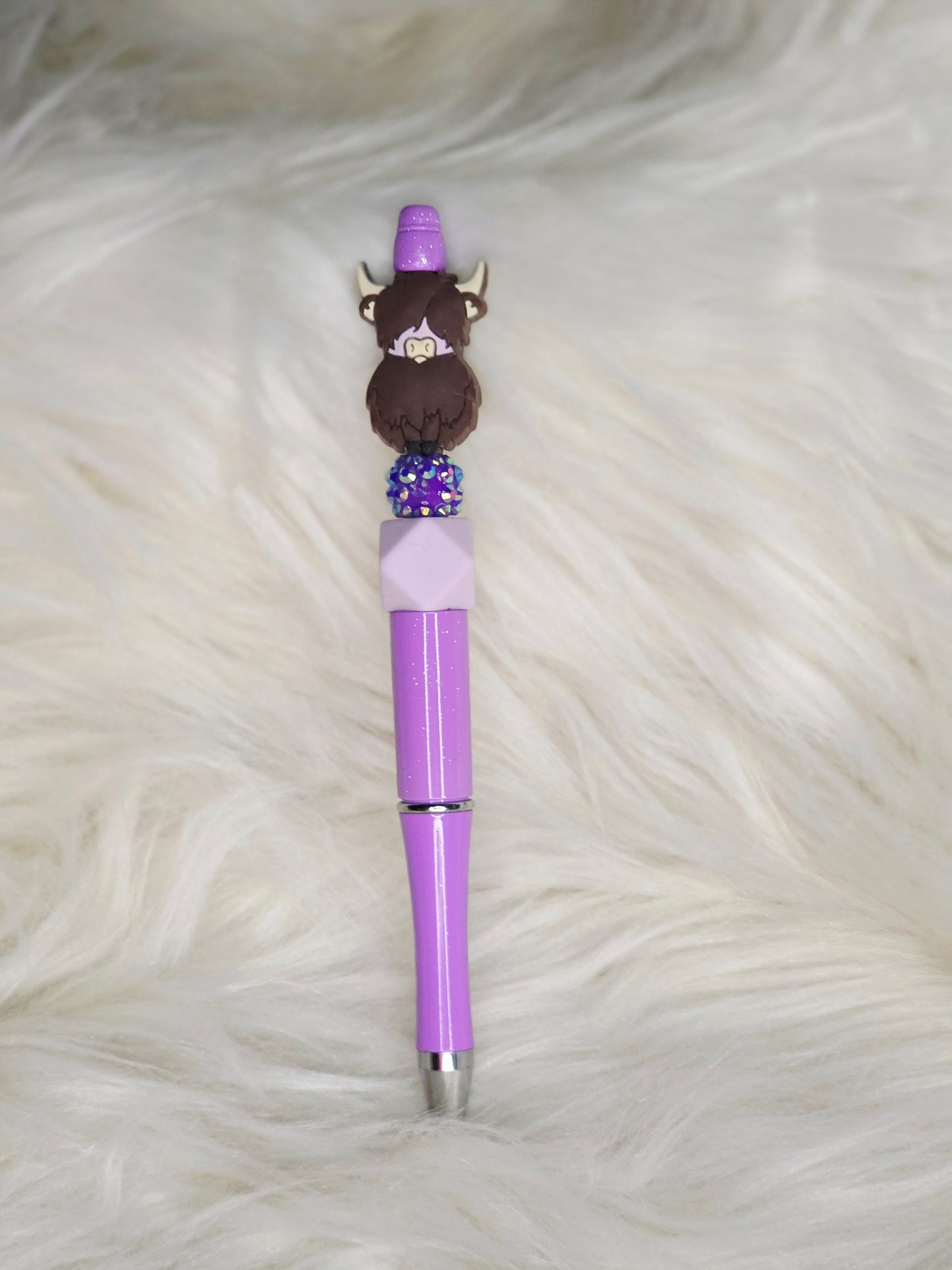Highland Cow Beaded Pen