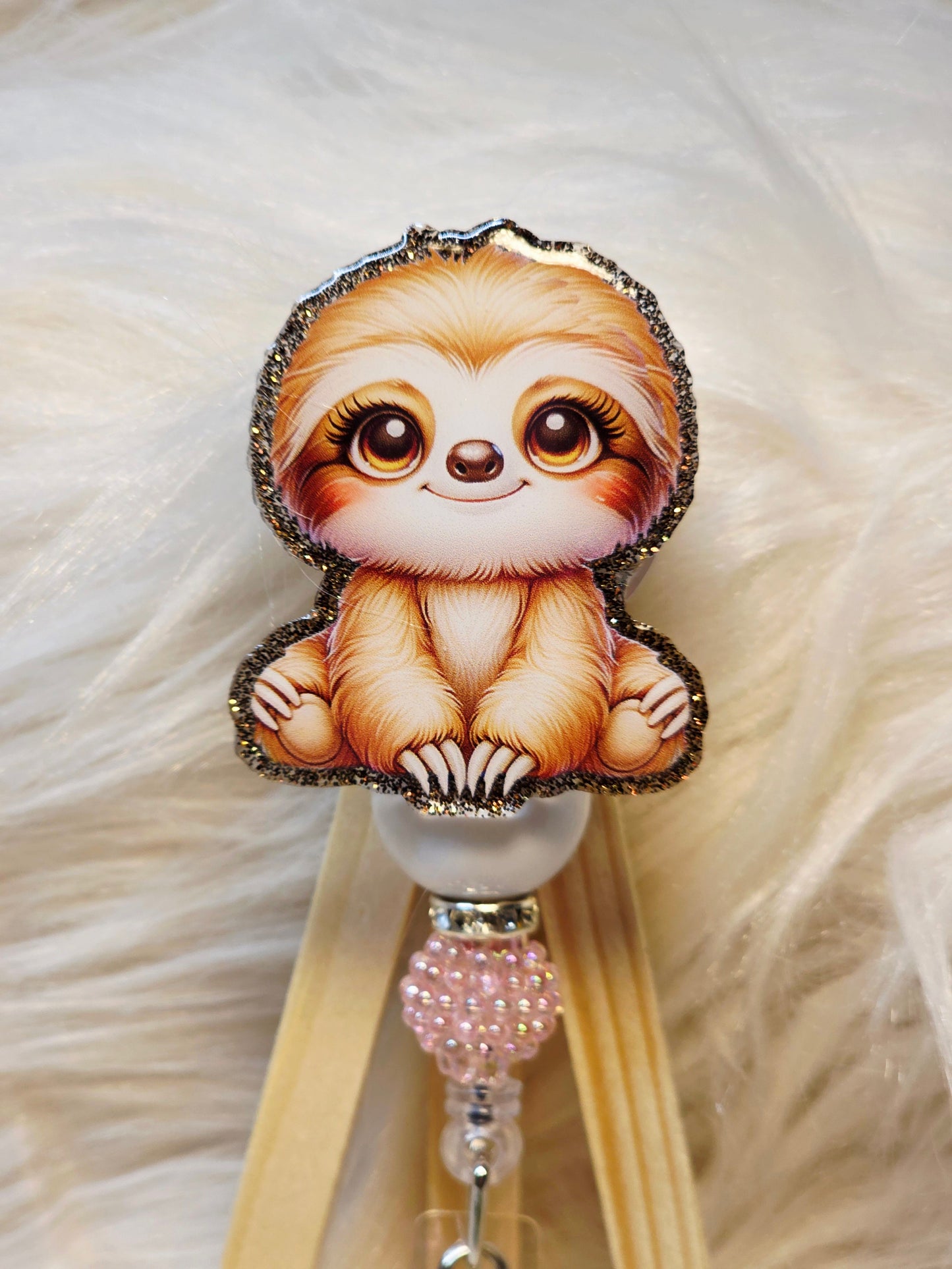 Cute Sloth Badge Reel Face