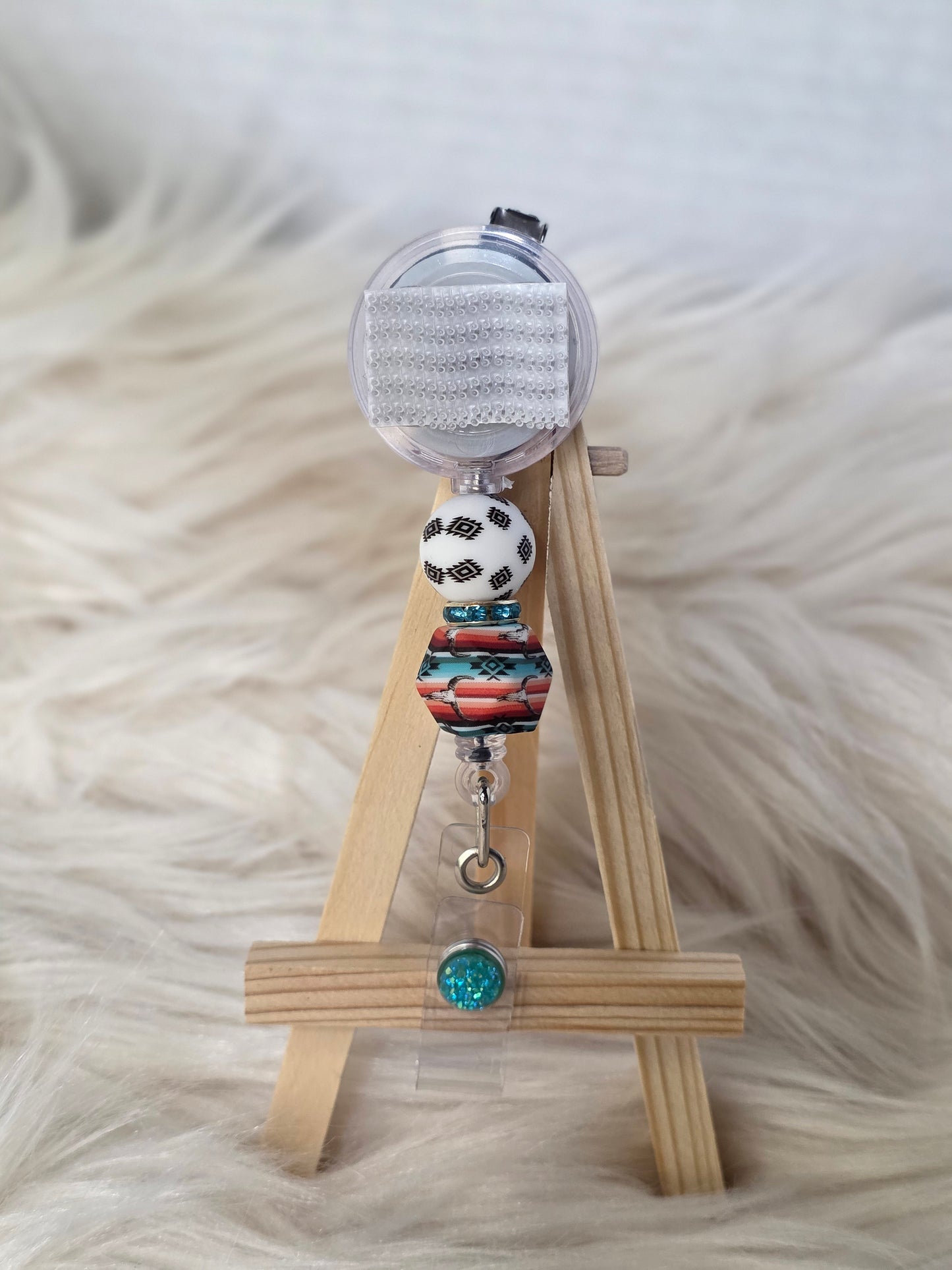 Western Interchangeable Beaded Badge Reel(Alligator Clip)