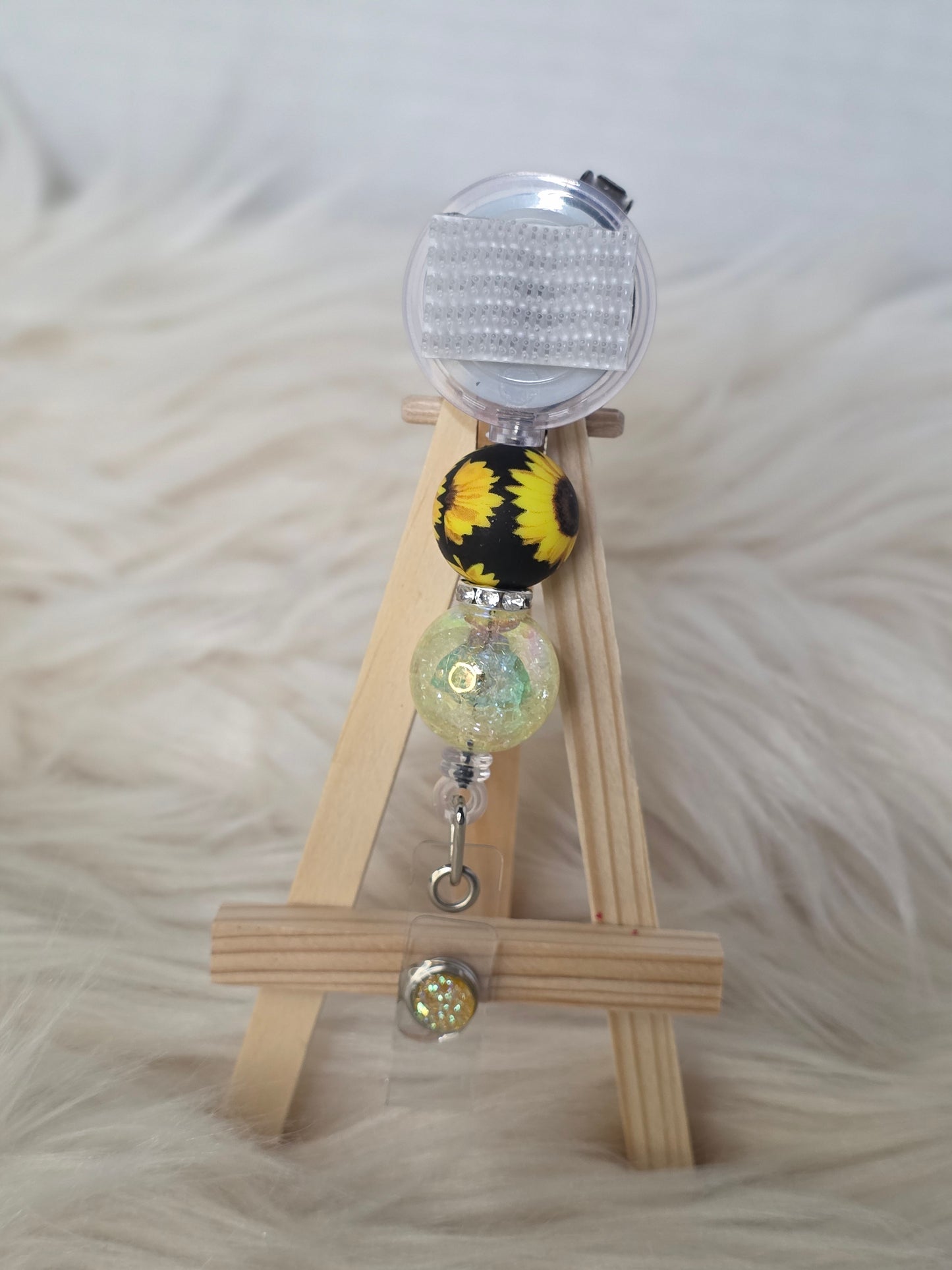 Sunflower Interchangeable Beaded Badge Reel(Alligator Clip)