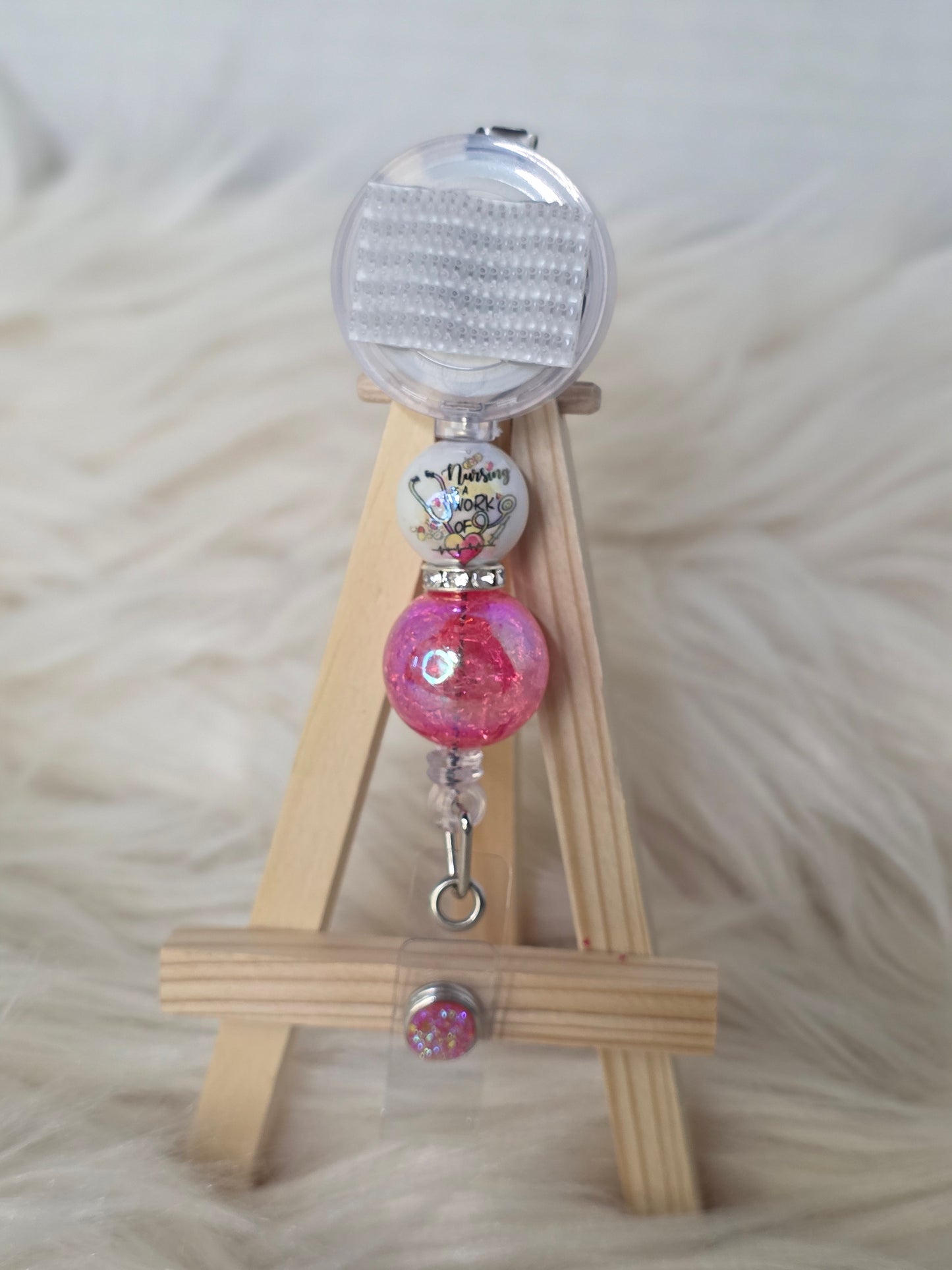 Nursing Is A Work of Heart Interchangeable Beaded Badge Reel(Alligator Clip)