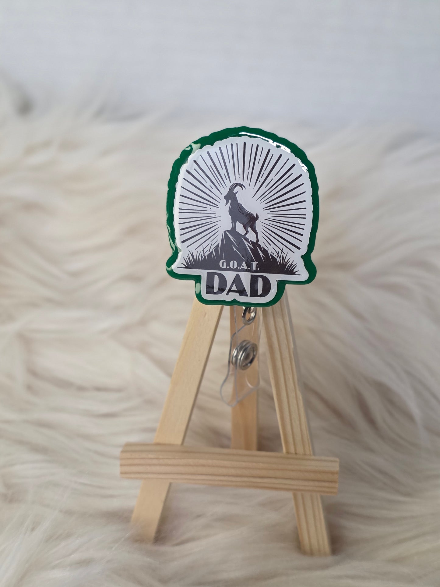 Goat Dad Badge Reel Face