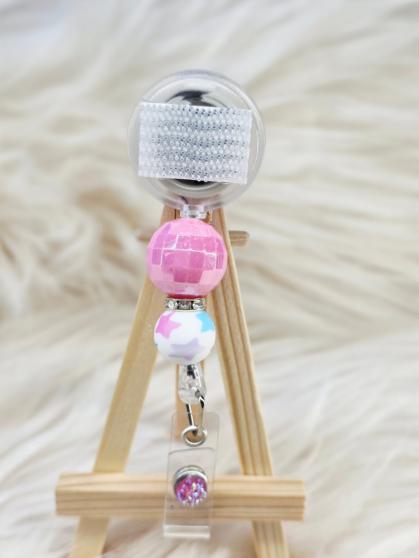 Stars Beaded Interchangeable Badge Reel (Belt Clip)