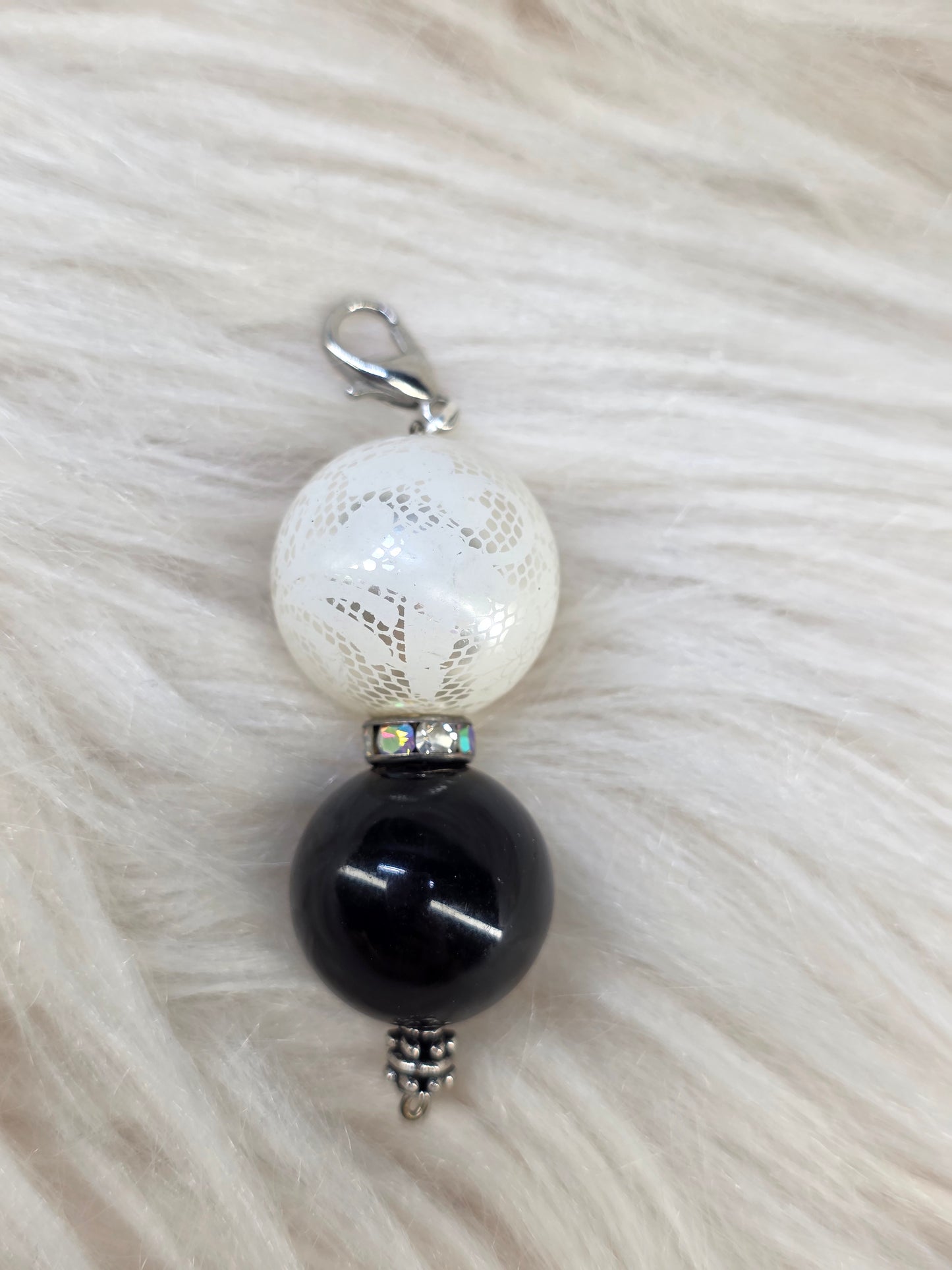 Black and White Badge Reel Charm