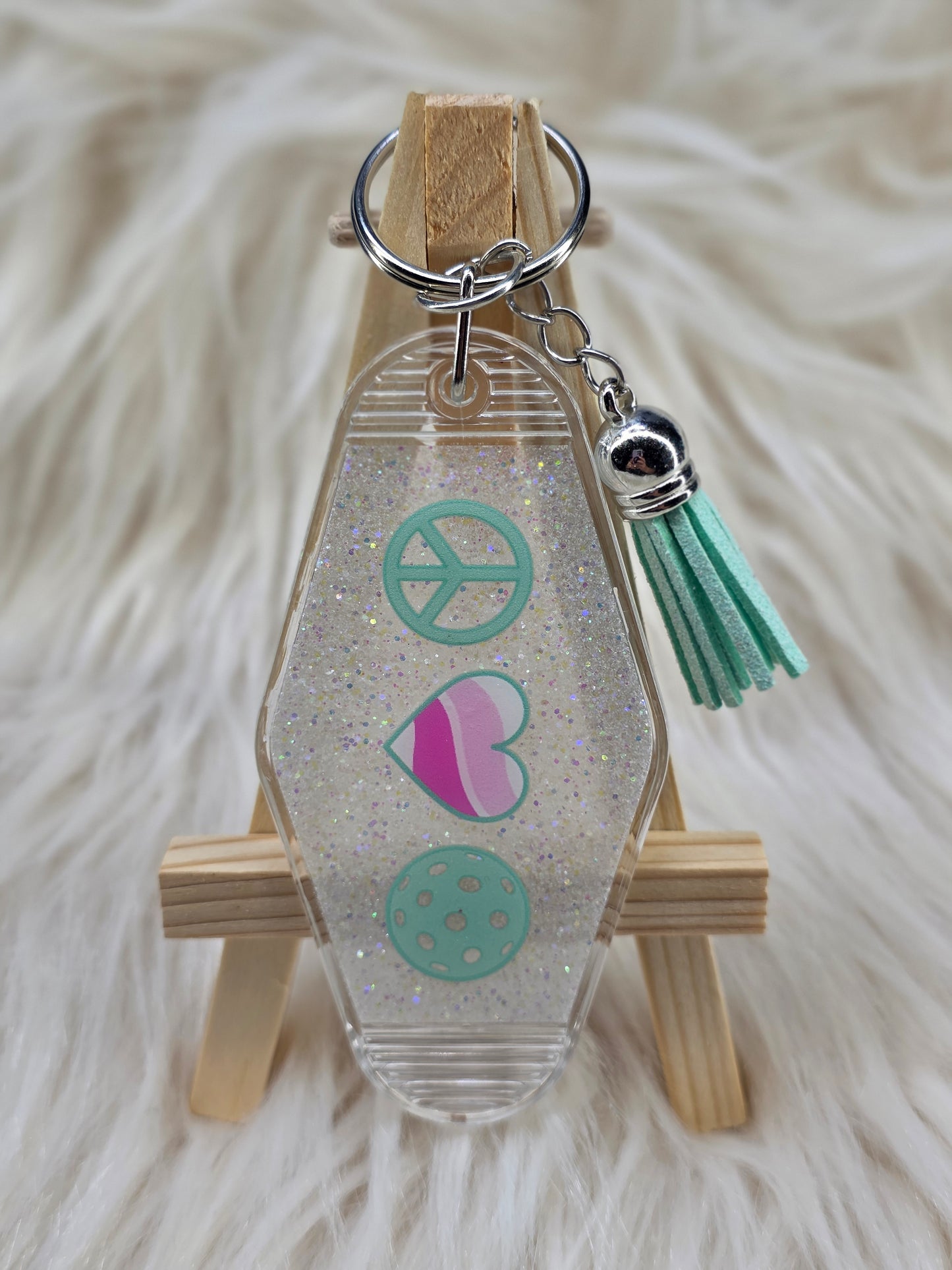 Peach Love Pickleball Keychain