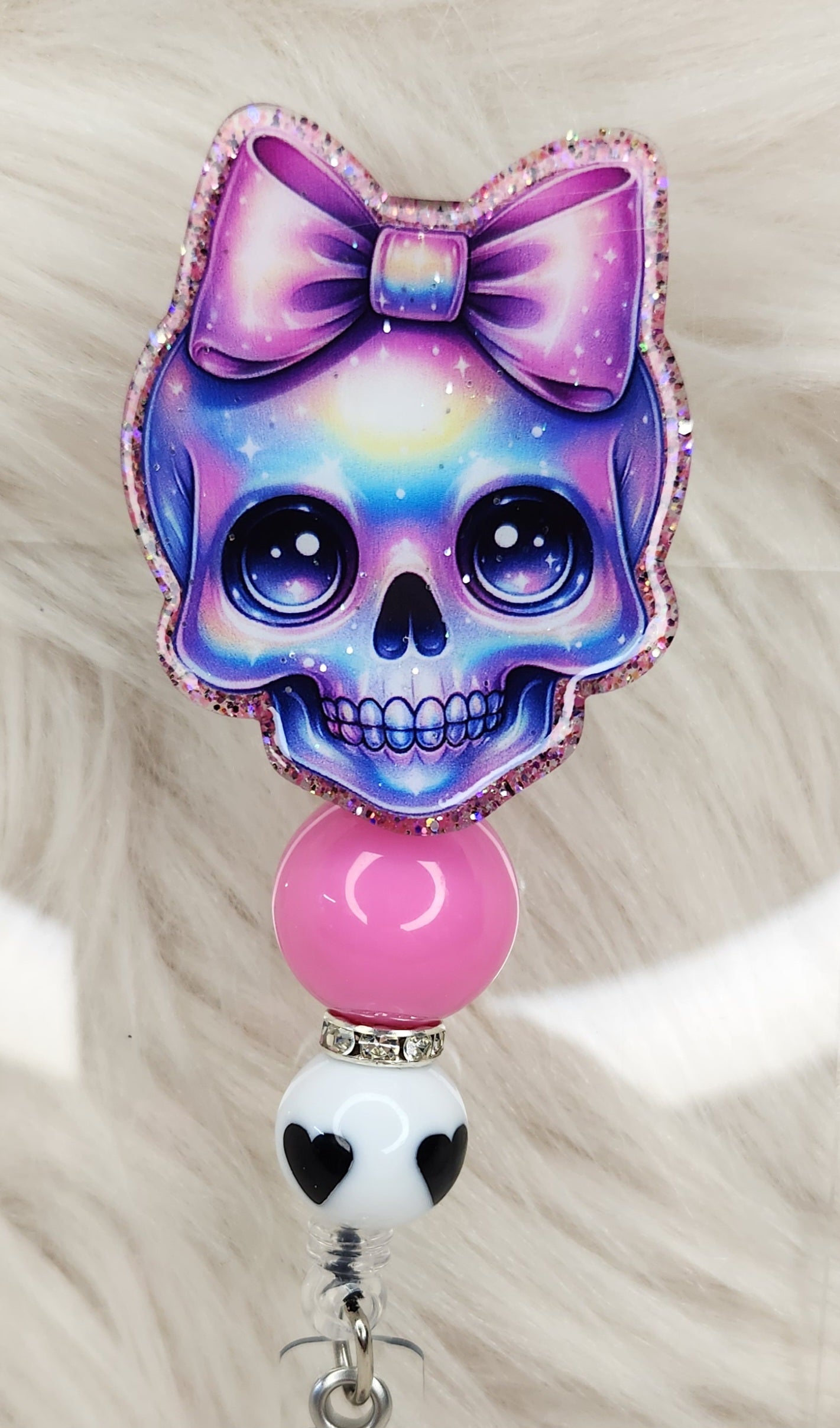 Pretty Skeleton Badge Reel Face