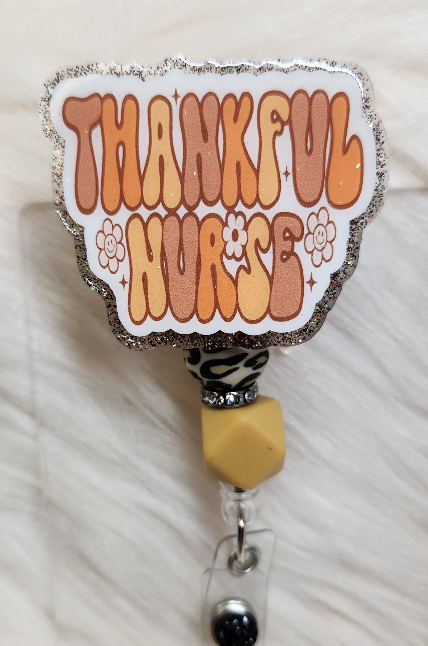 Thankful Nurse Badge Reel Face