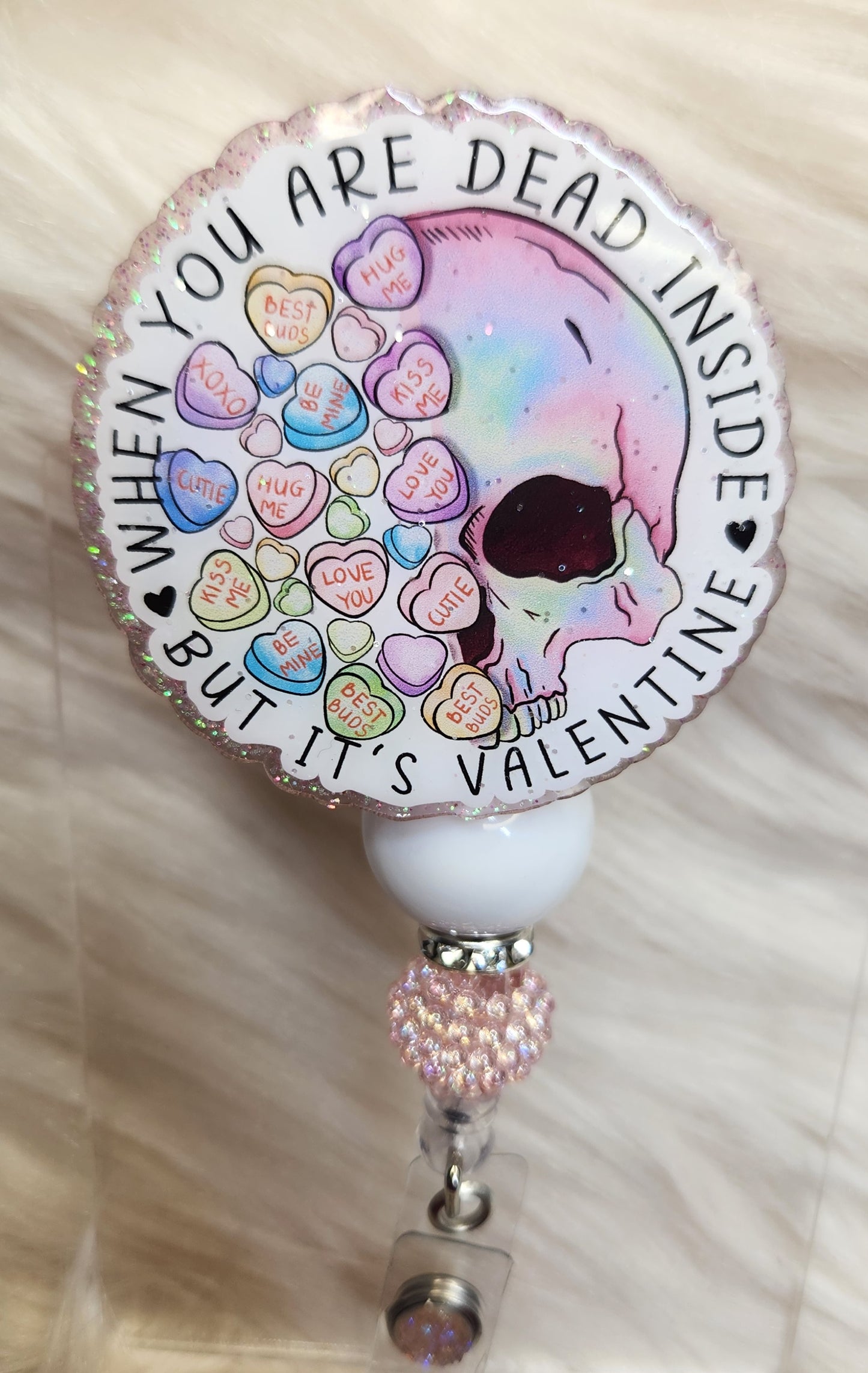 Dead Inside Valentines Badge Reel Face