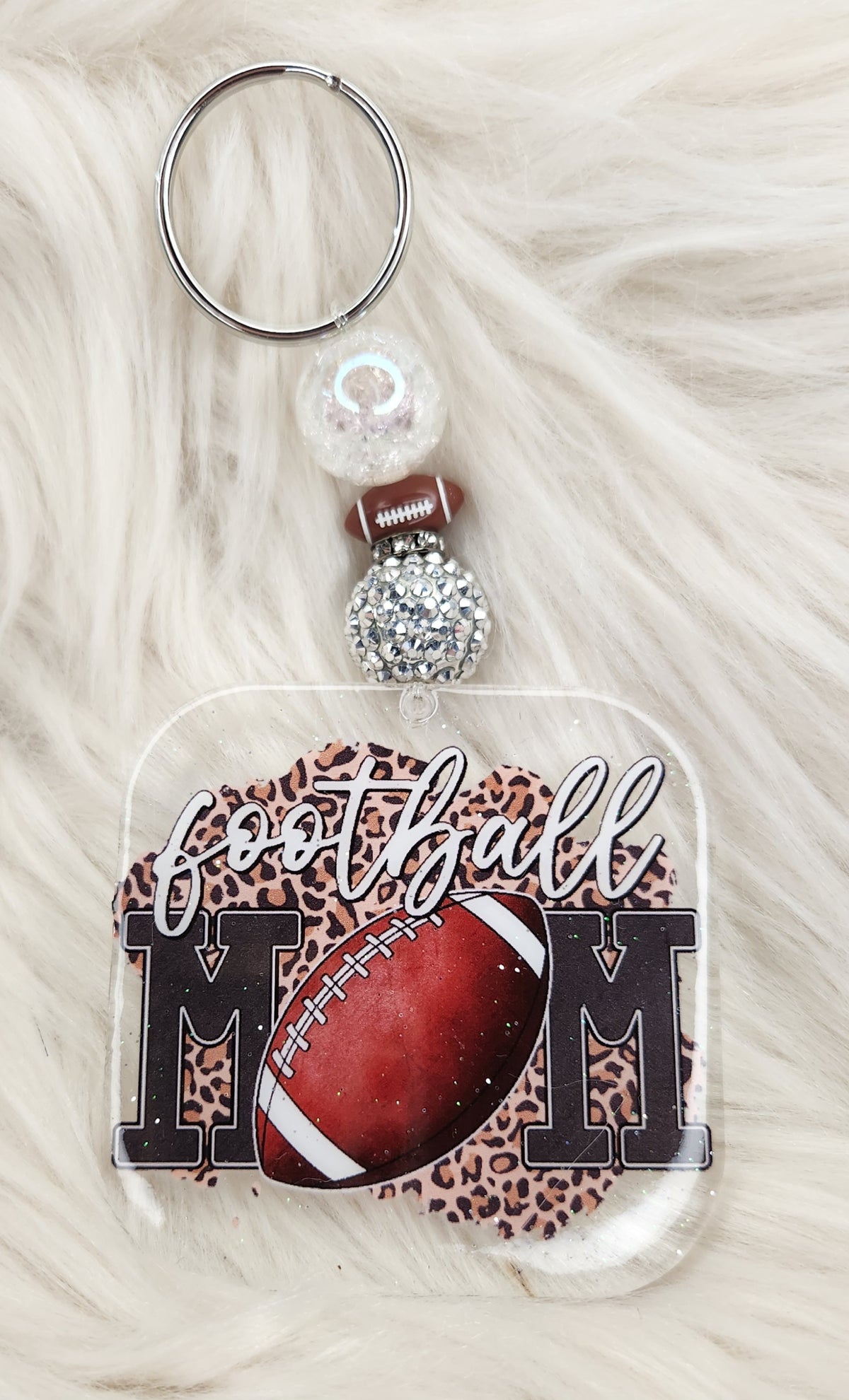 Football Mom Beaded Acrylic Keychain
