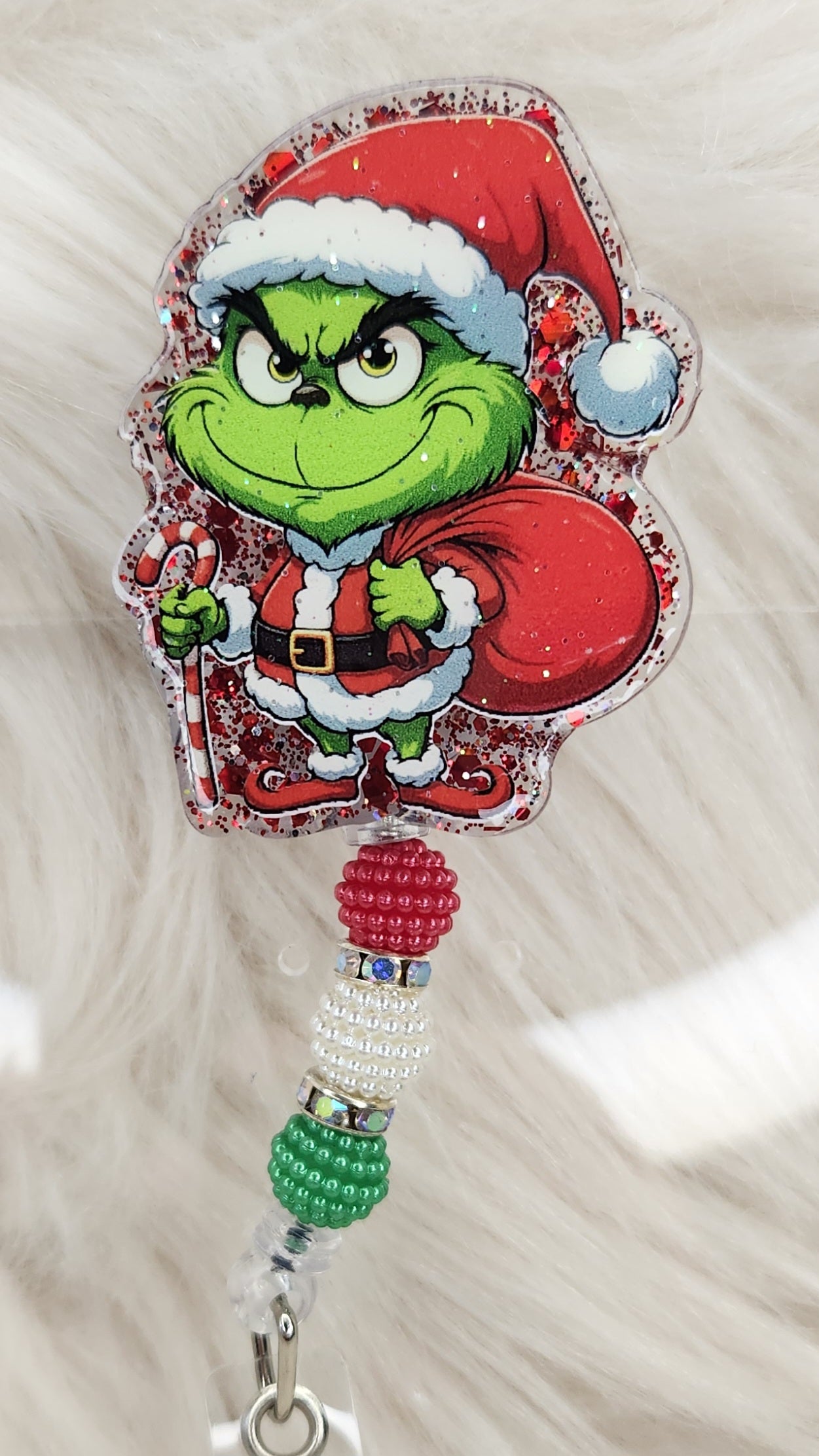Green Man Santa Badge Reel Face