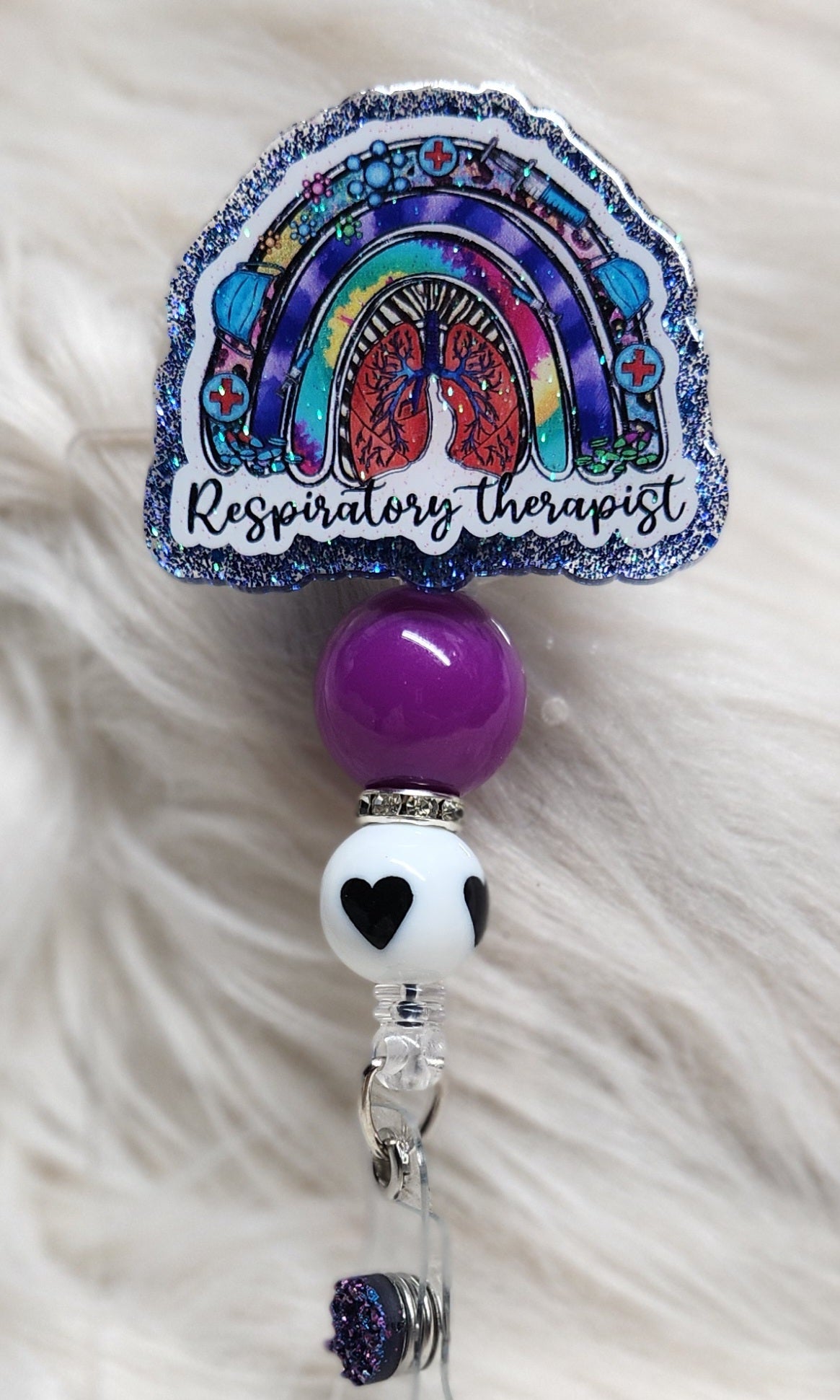 Respiratory Rainbow Badge Reel Face
