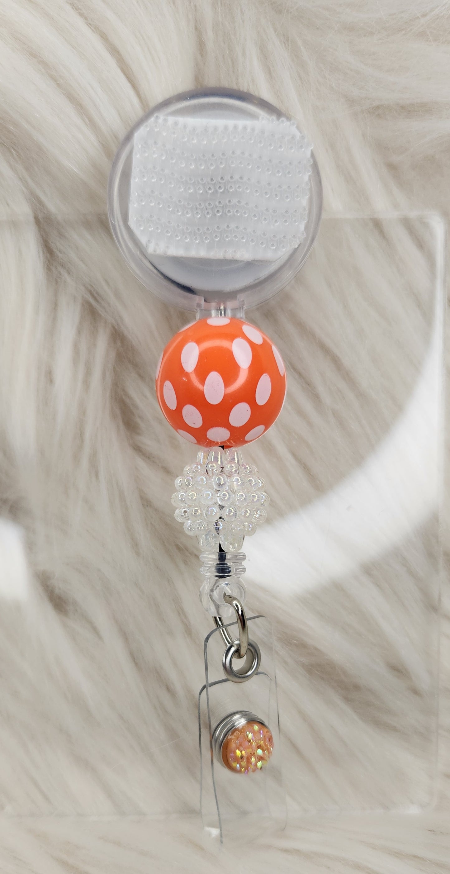 Bright Orange Dots Badge Reel(Alligator Clip)