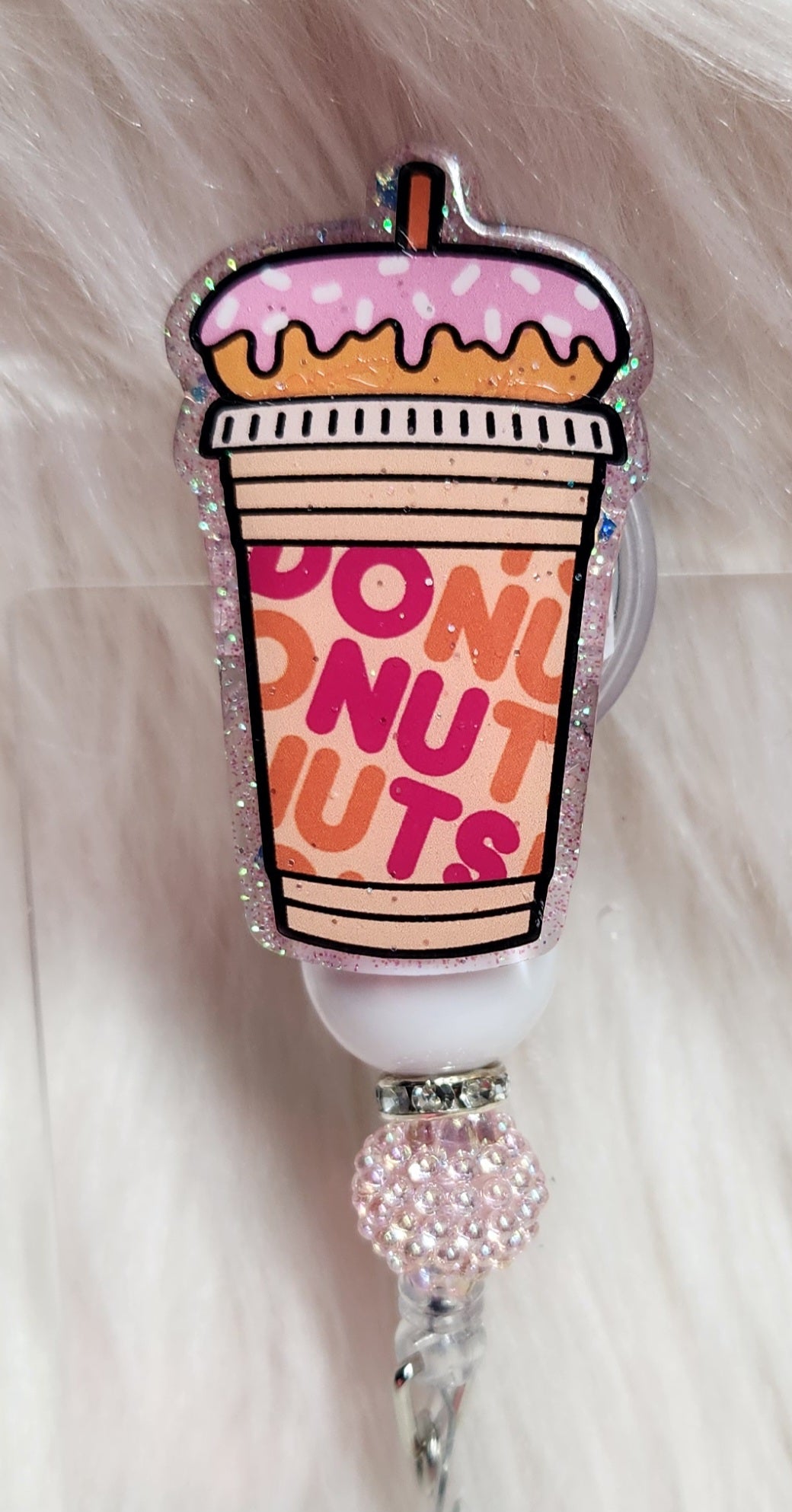 Donuts Coffee Badge Reel Face