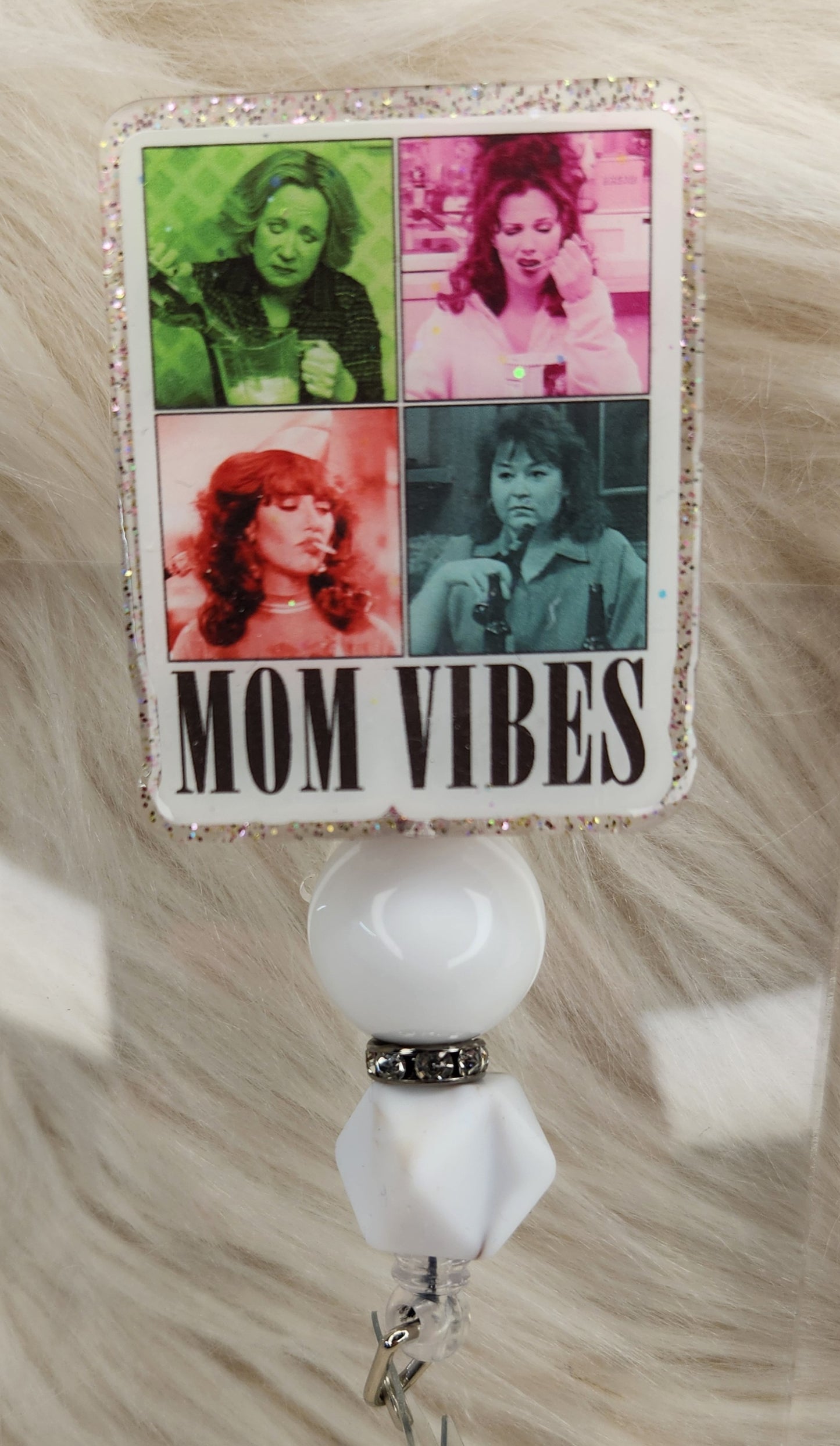 Mom Vibes Badge Reel Face