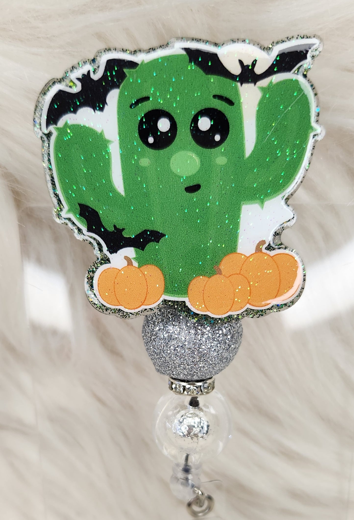 Halloween Cactus Badge Reel Face