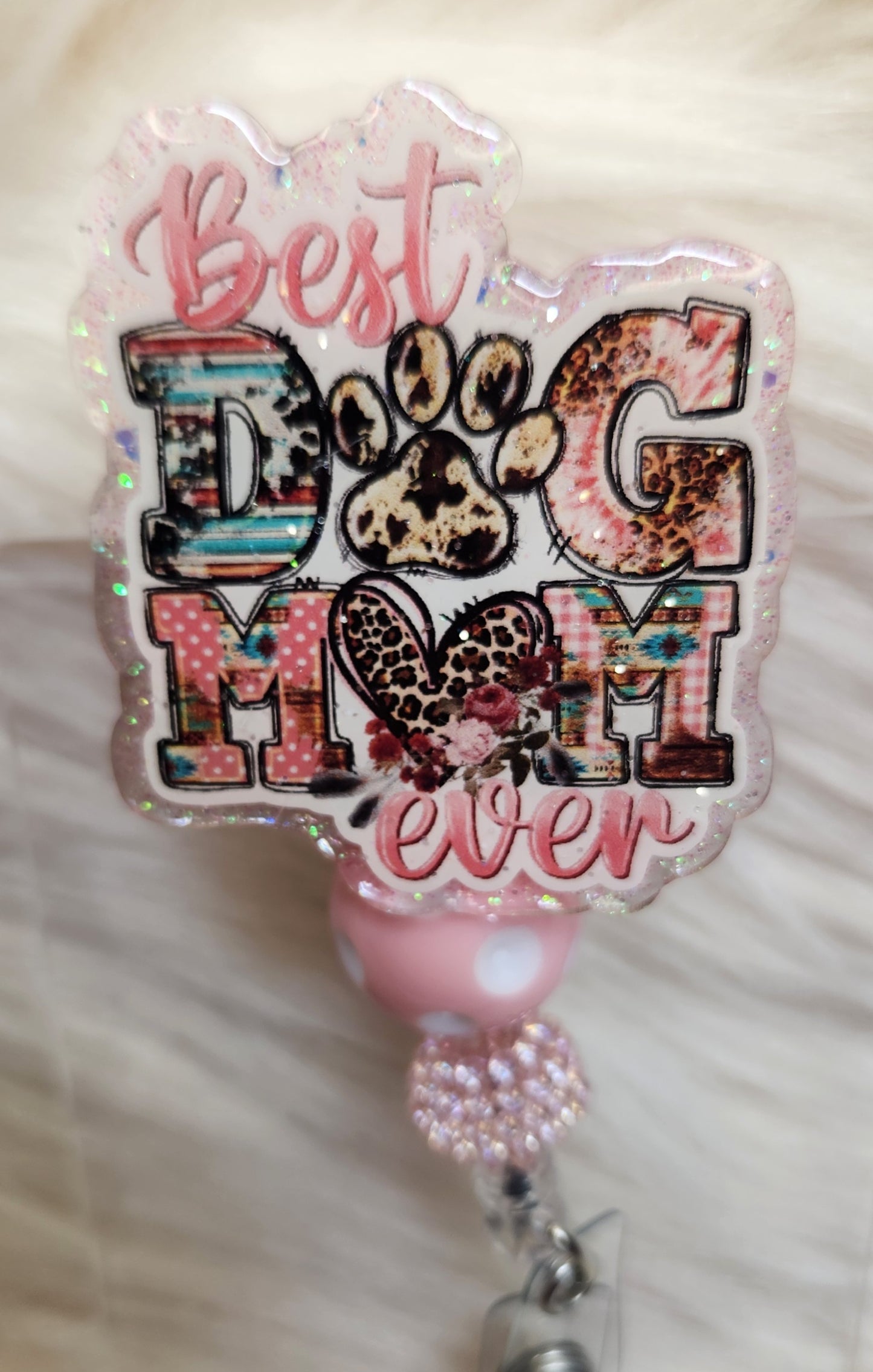 Best Dog Mom Badge Reel Face