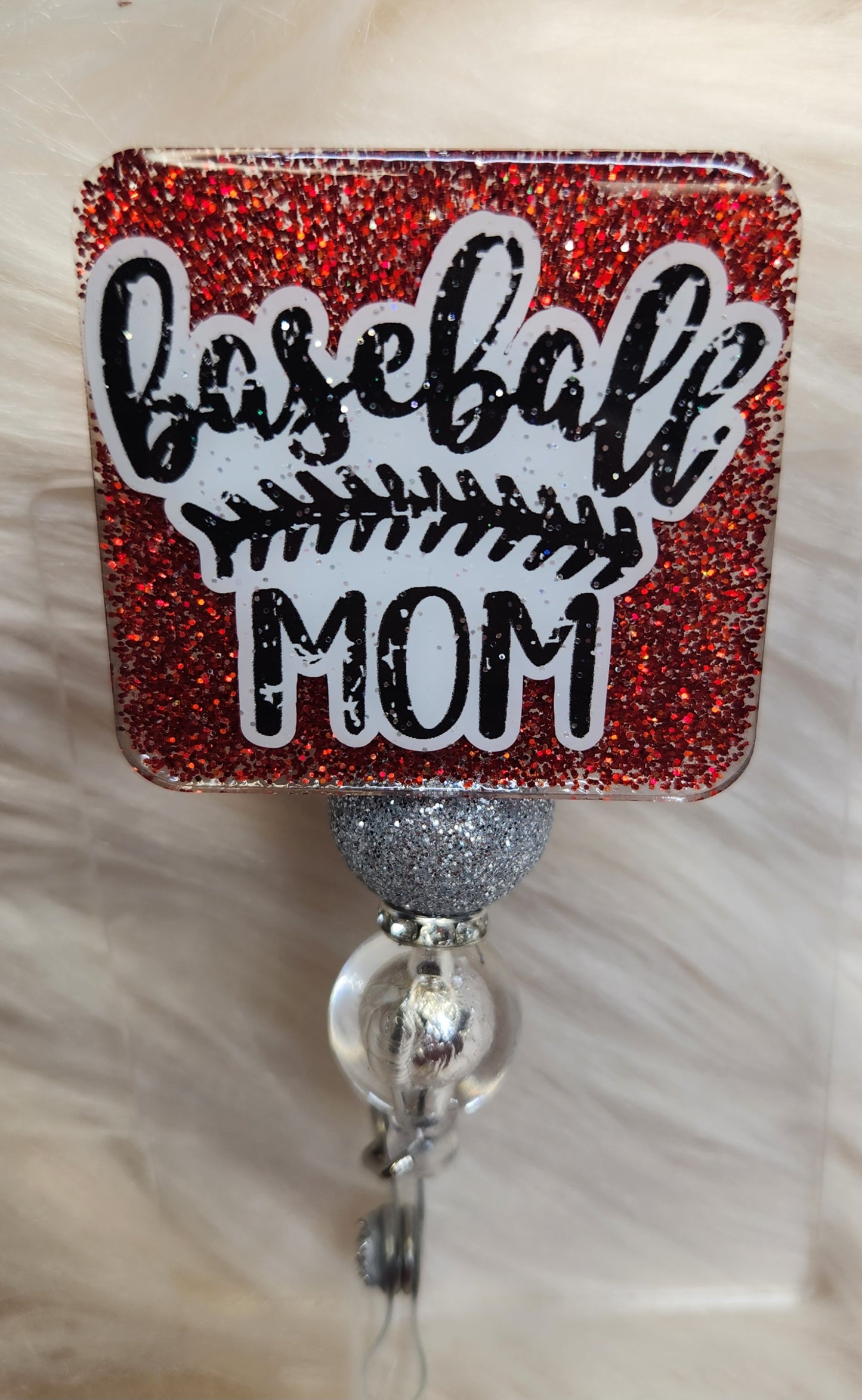 Baseball Mom Badge Reel Face