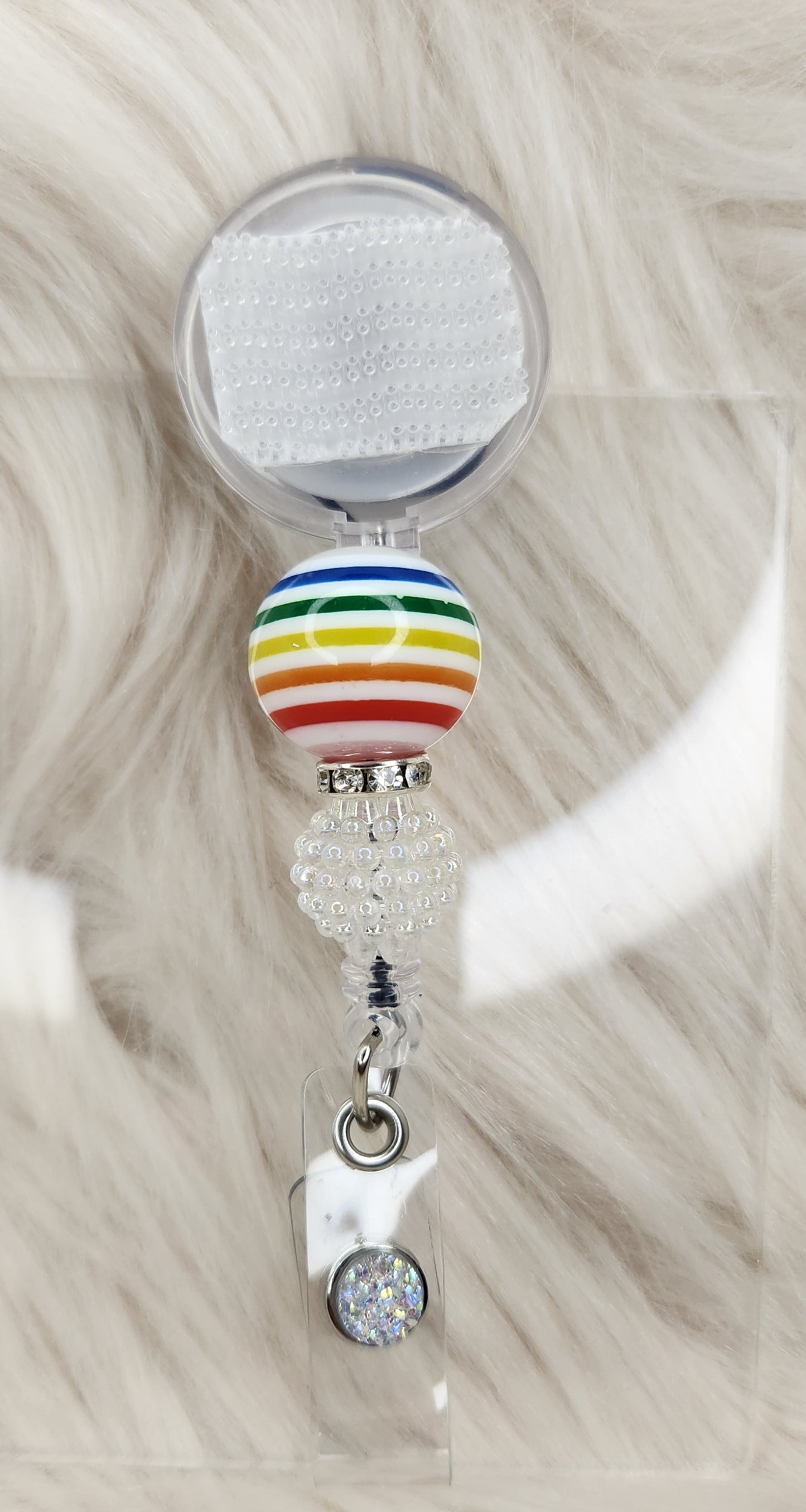Rainbow Stripe Badge Reel(Alligator Clip)