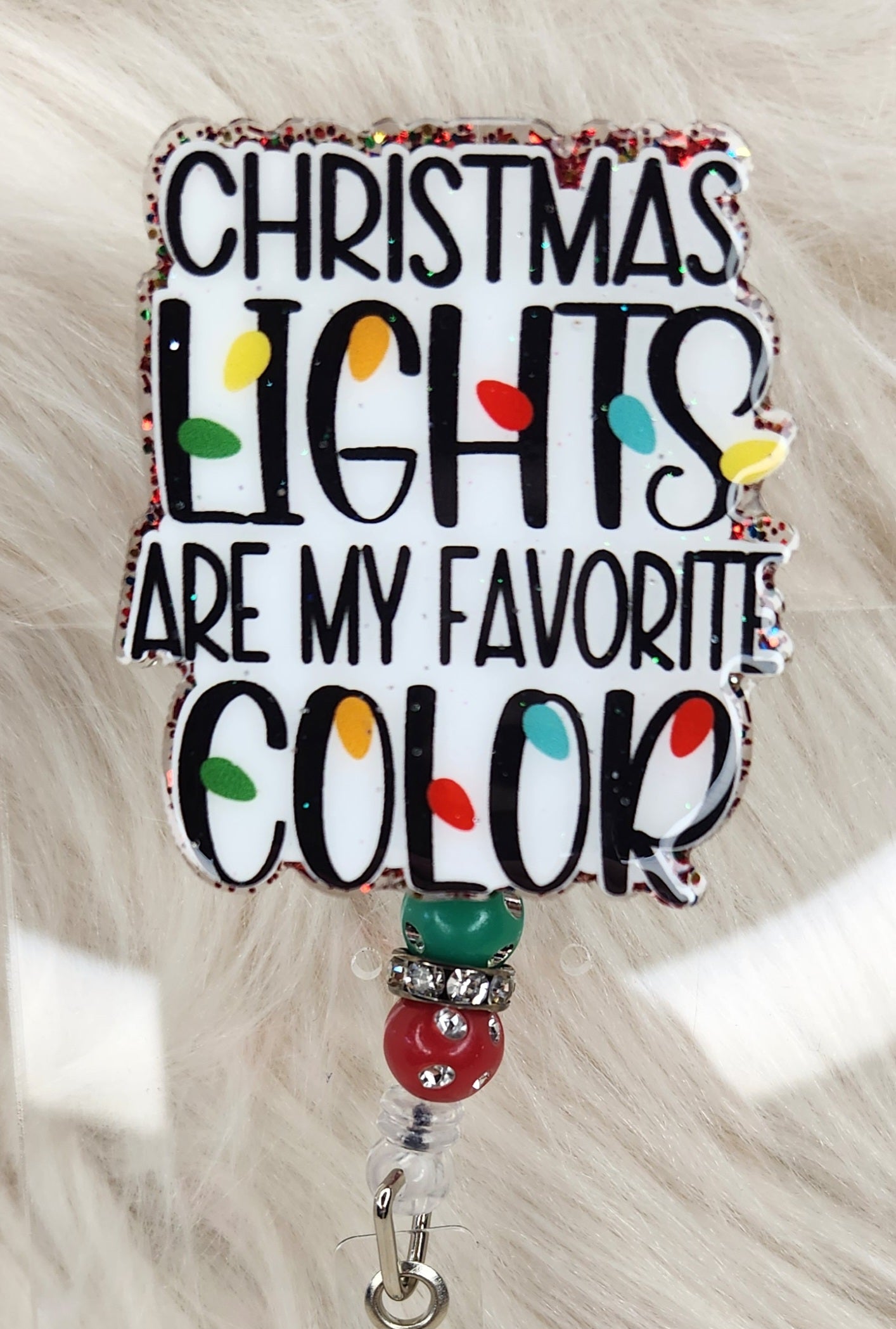 Christmas Lights Badge Reel Face