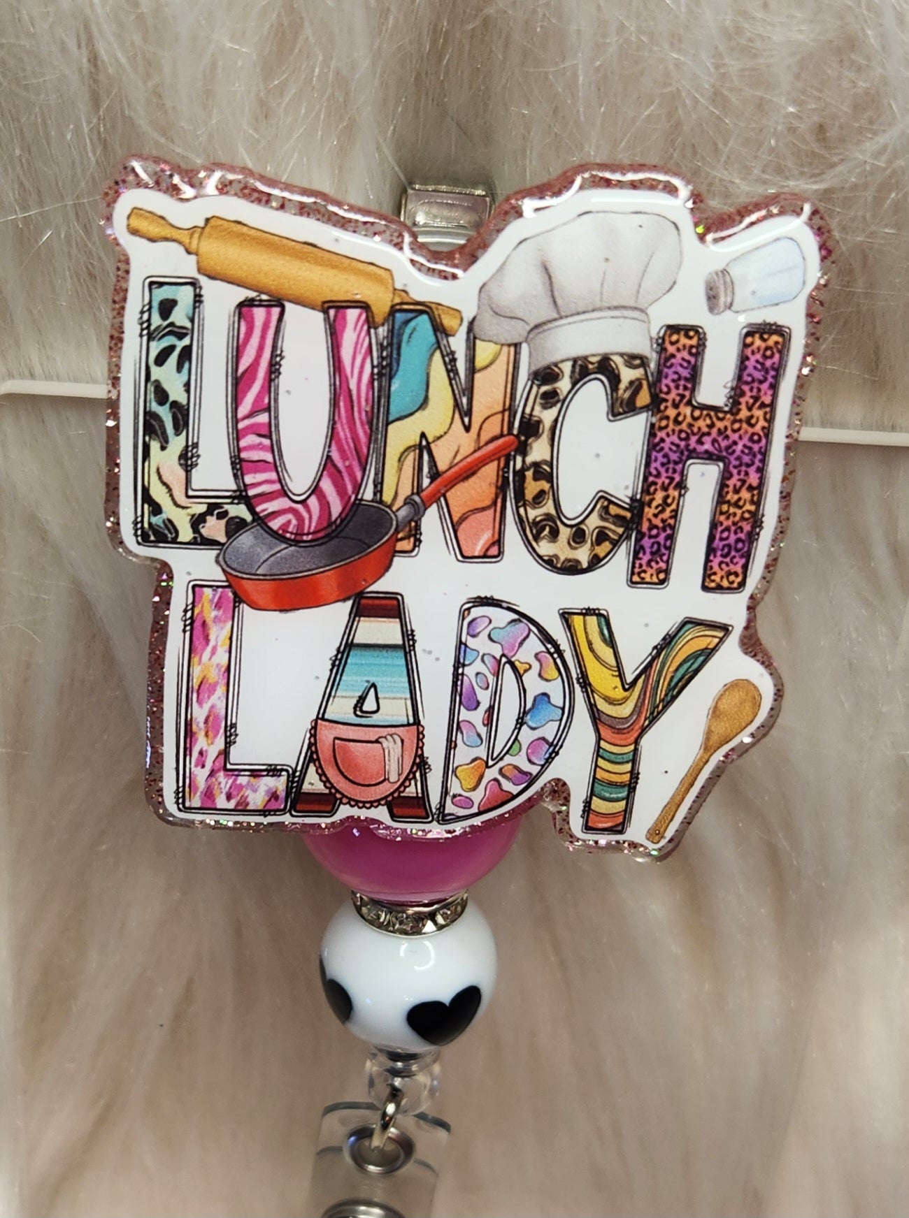Lunch Lady Badge Reel Face