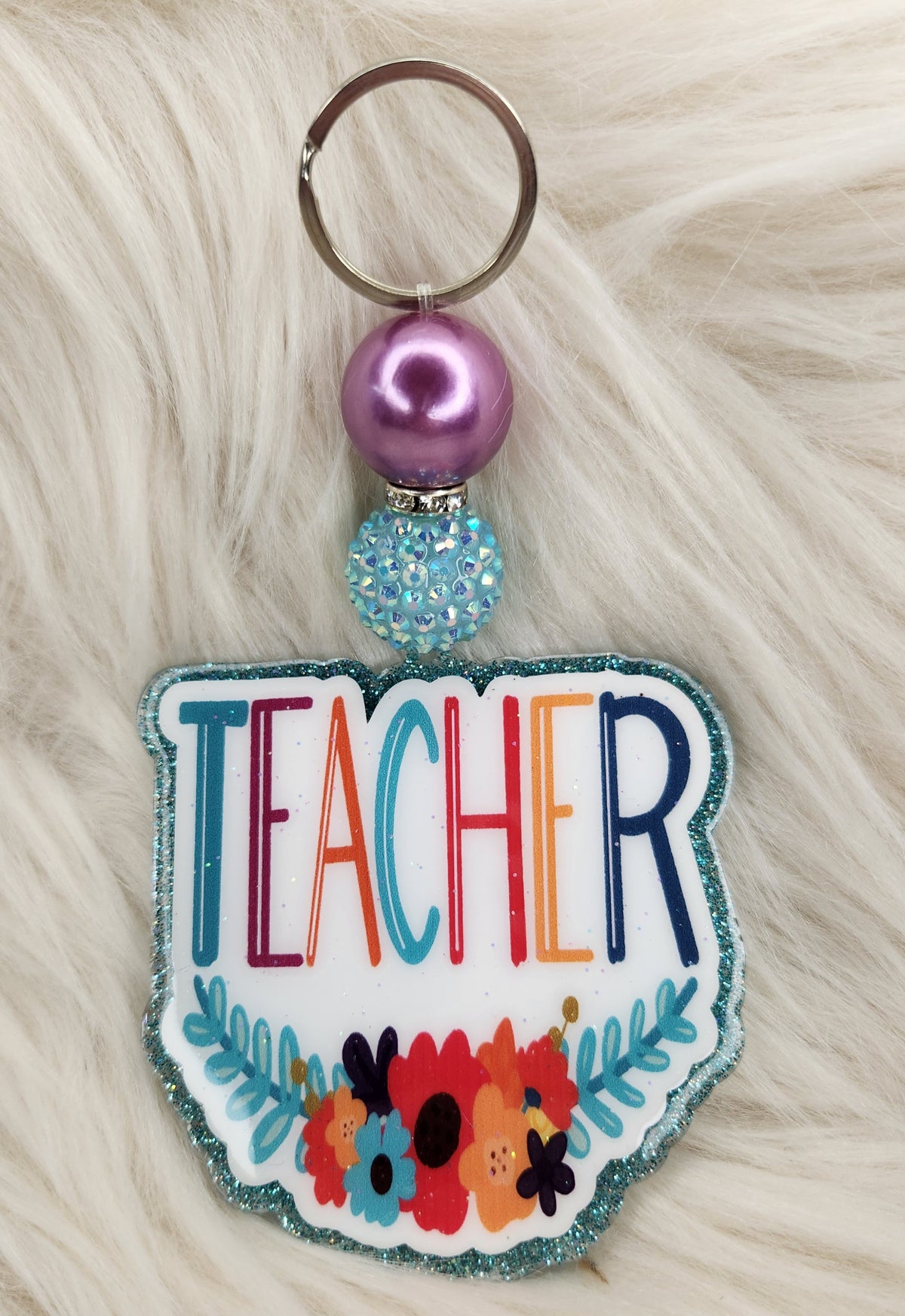 Teacher Beaded Acrylic Keychain