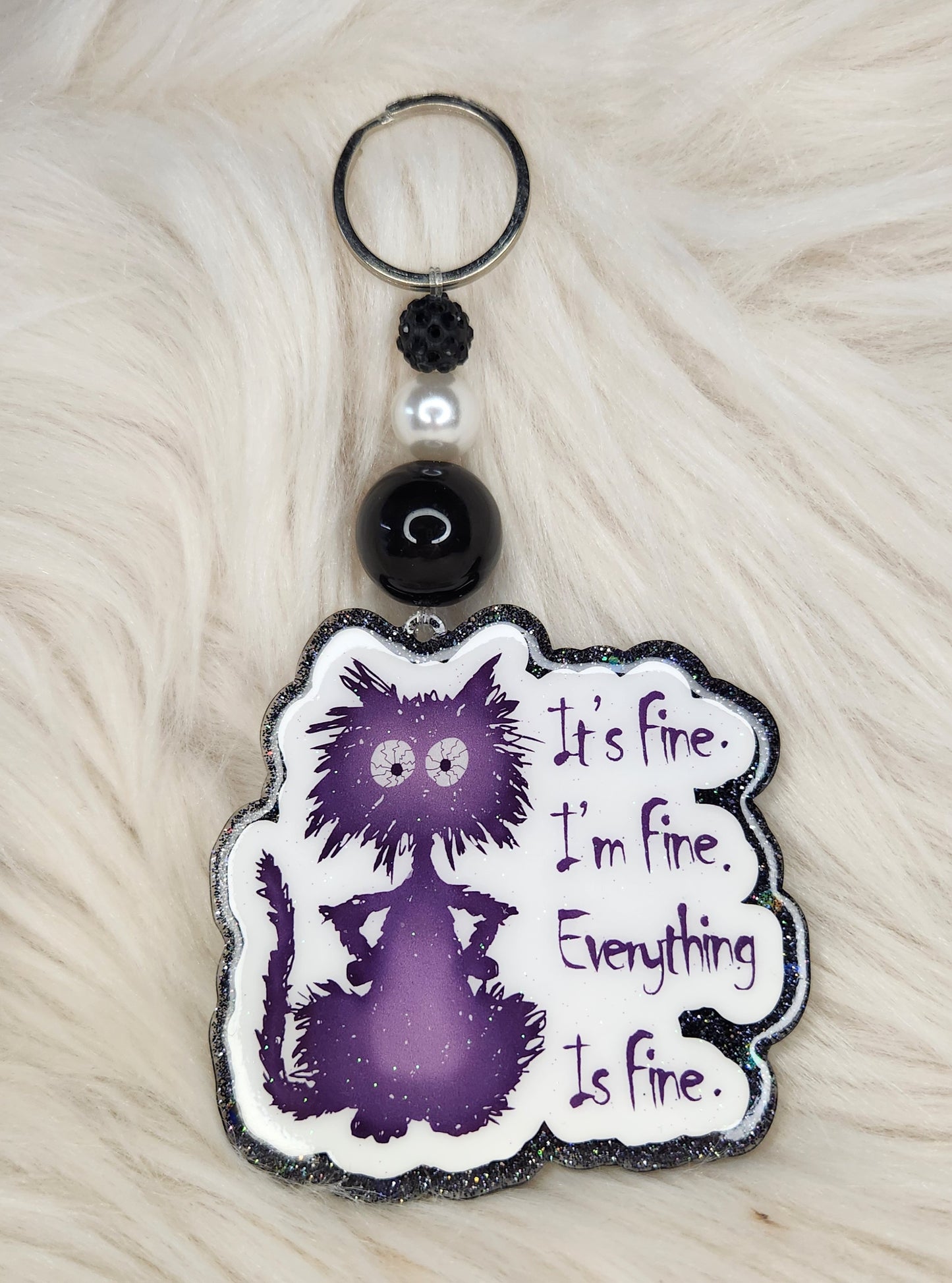 It's Fine.... Beaded Acrylic Keychain