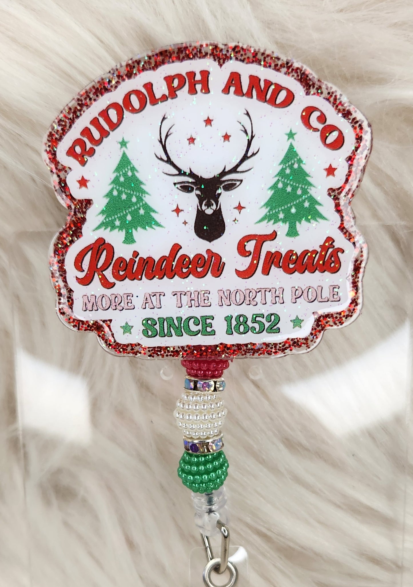 Reindeer Treats Badge Reel Face
