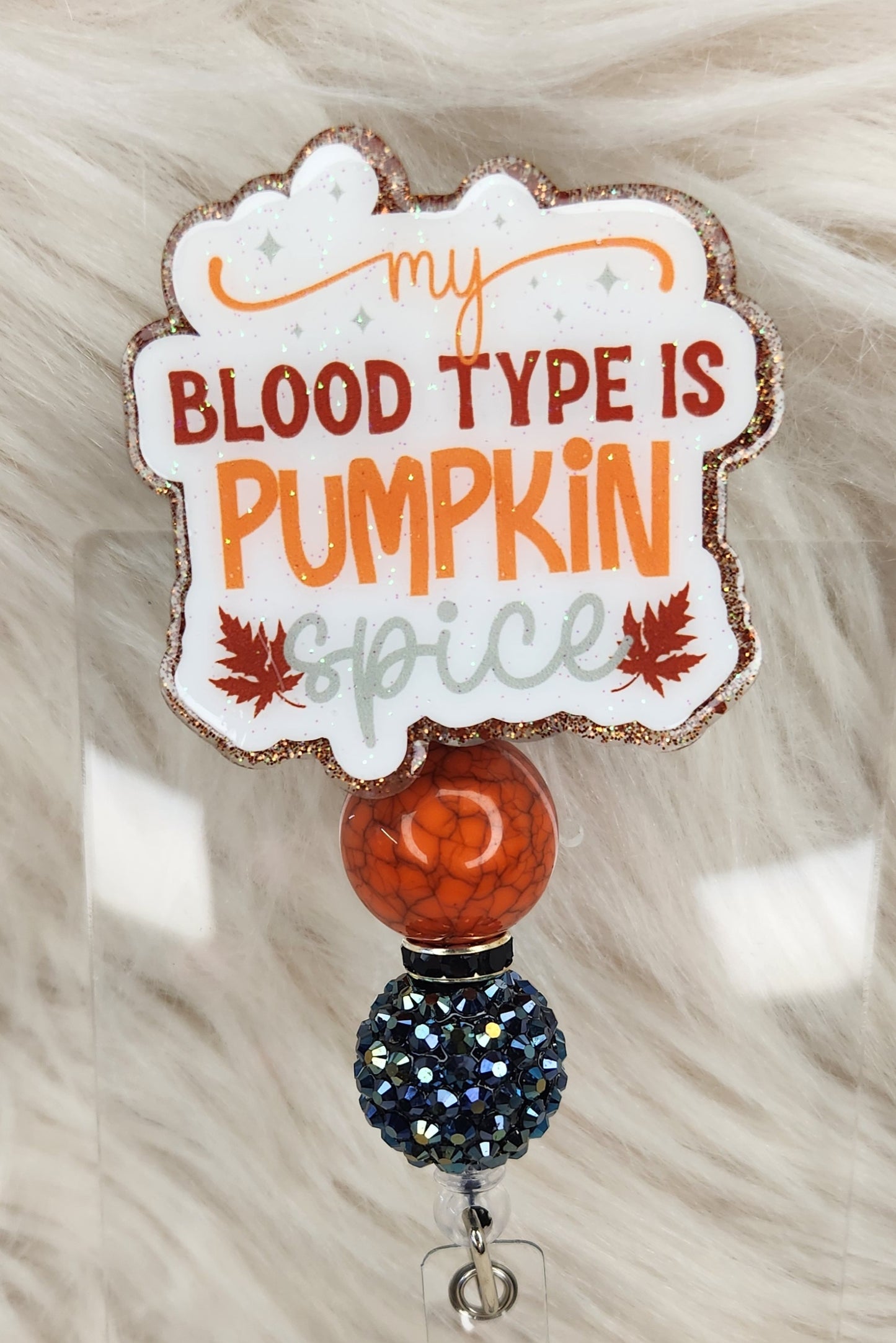 Blood Type Pumpkin Spice Badge Reel Face