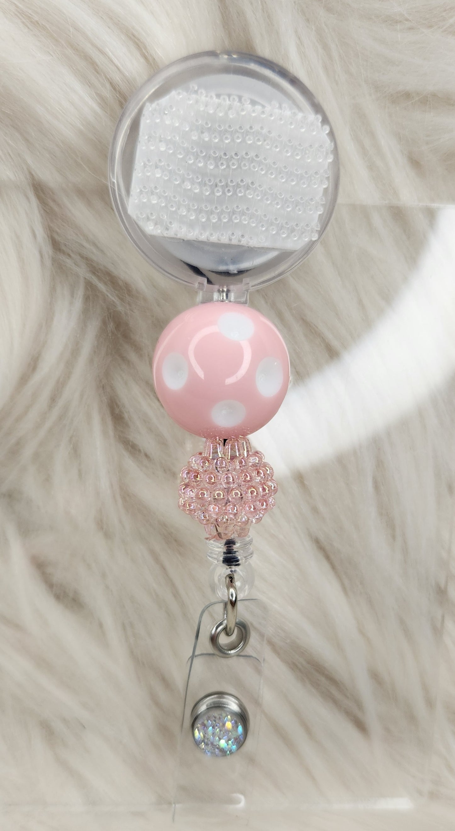 Pink Dots Badge Reel(Alligator Clip)