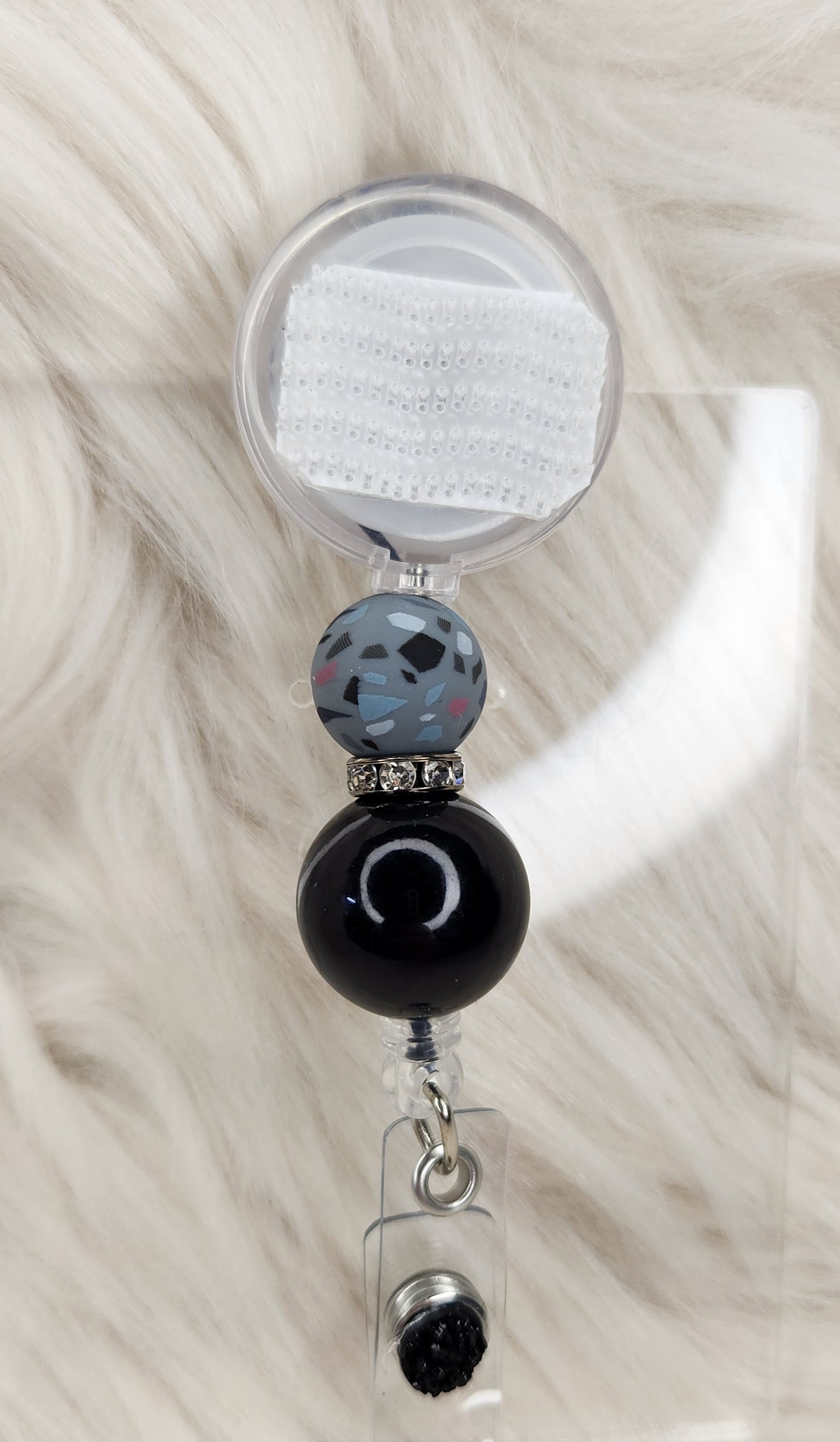Black/Gray Badge Reel(Alligator Clip)