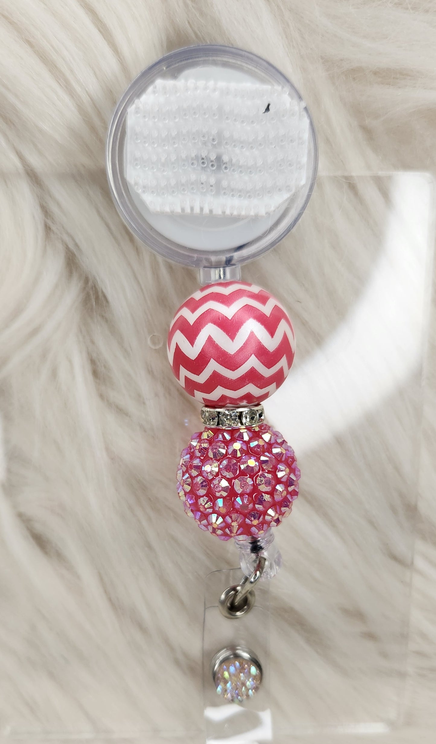 Pink Chevron Badge Reel(Alligator Clip)