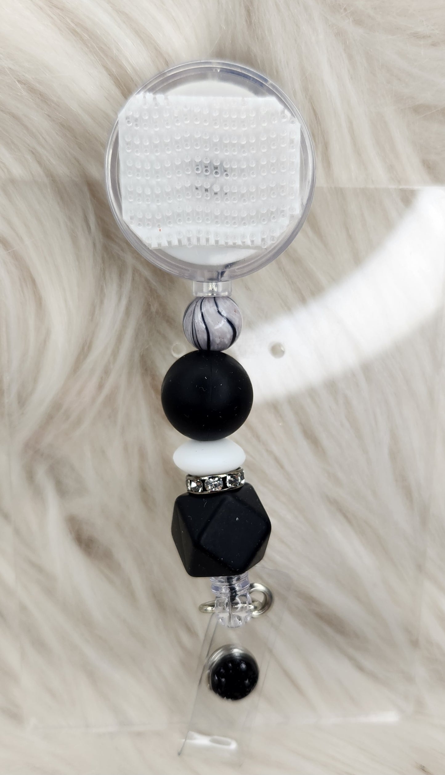 Black and White Badge Reel(Alligator Clip)