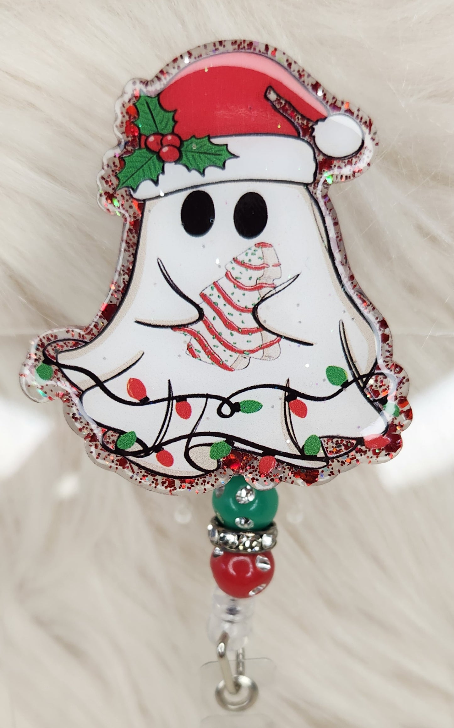 Christmas Ghost Badge Reel Face