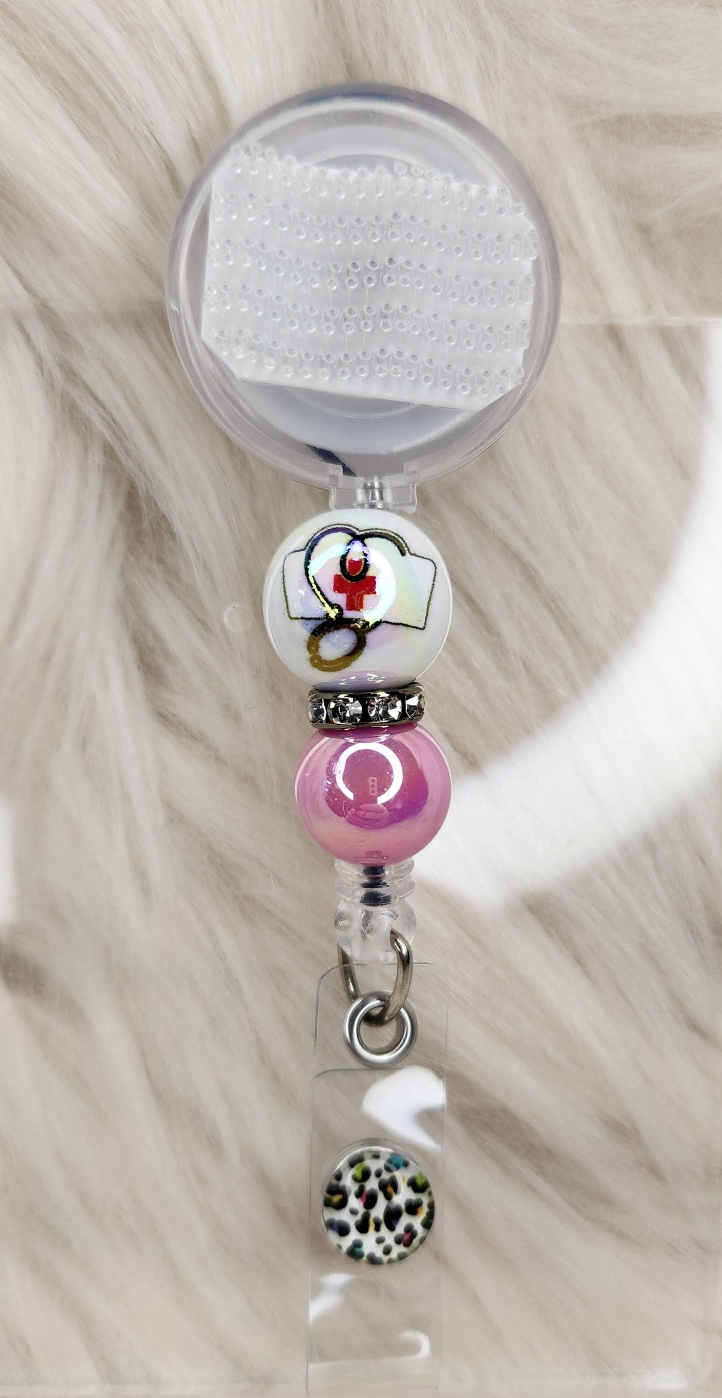 Pink Nurse Badge Reel(Alligator Clip)