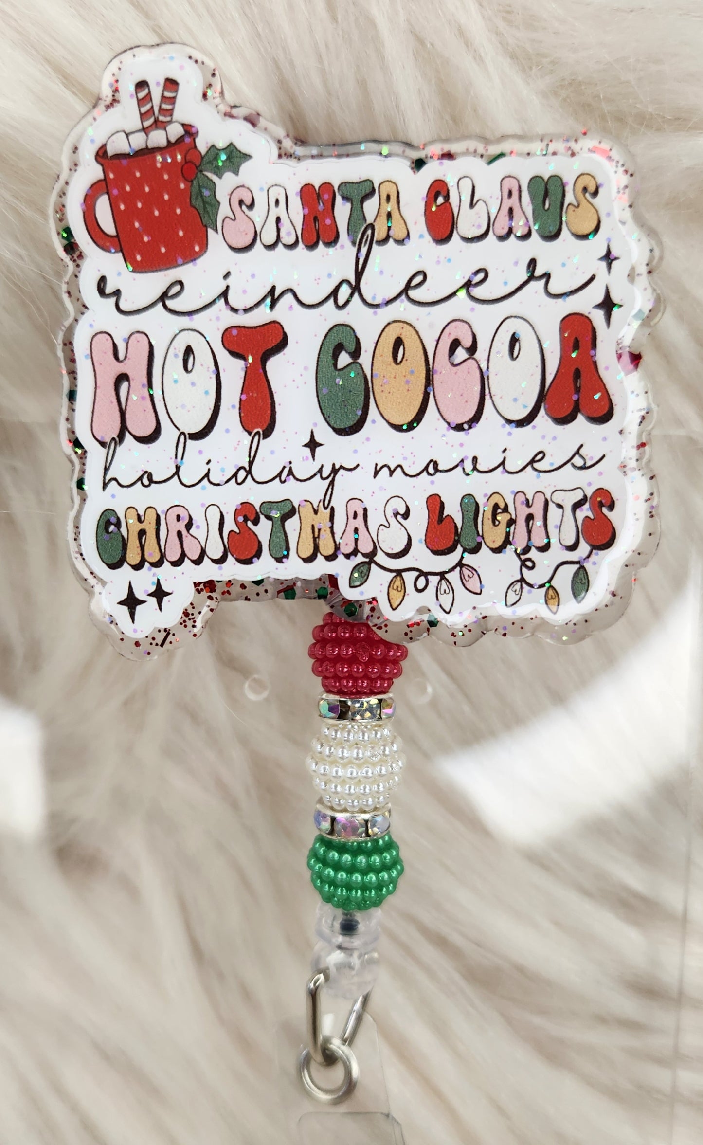 Santa Claus Hot Cocoa... Badge Reel Face