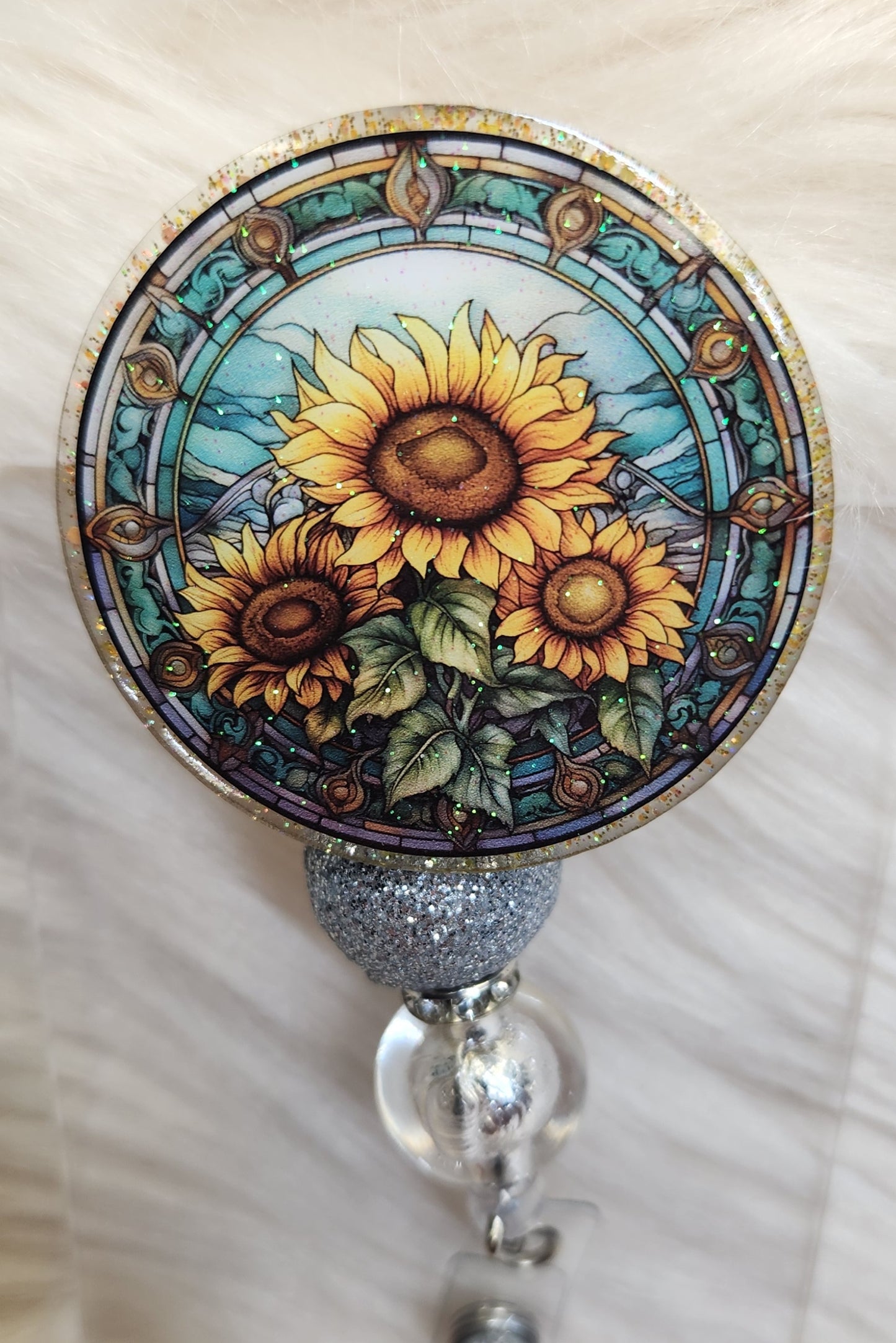 Sunflowers Badge Reel Face