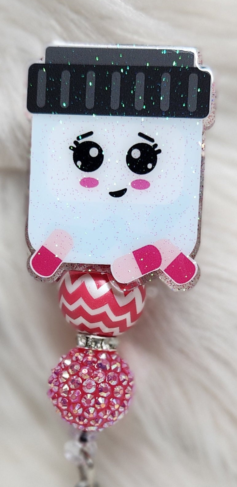 Smiley Med Bottle Badge Reel Face