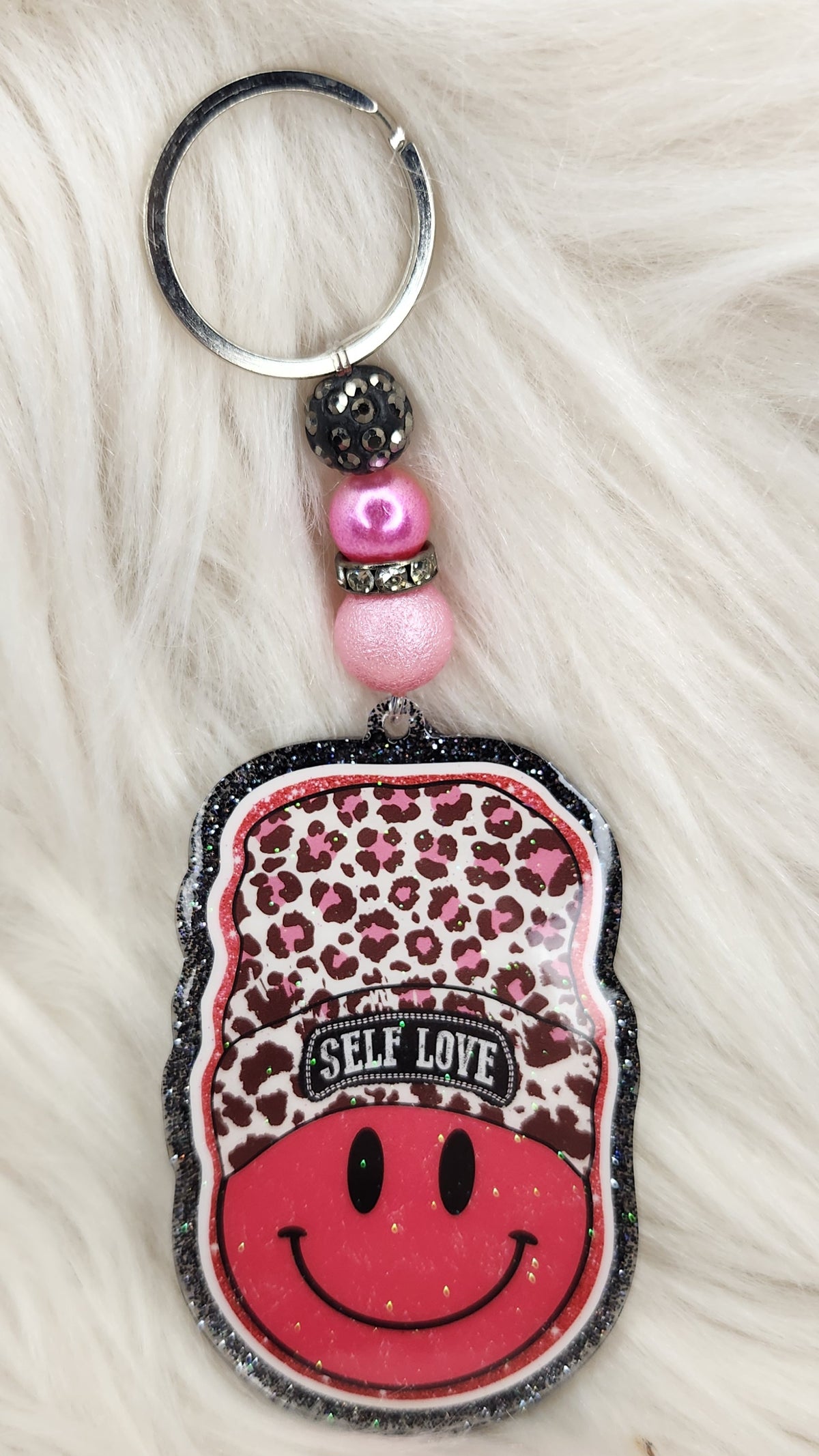 Self Love Beaded Acrylic Keychain