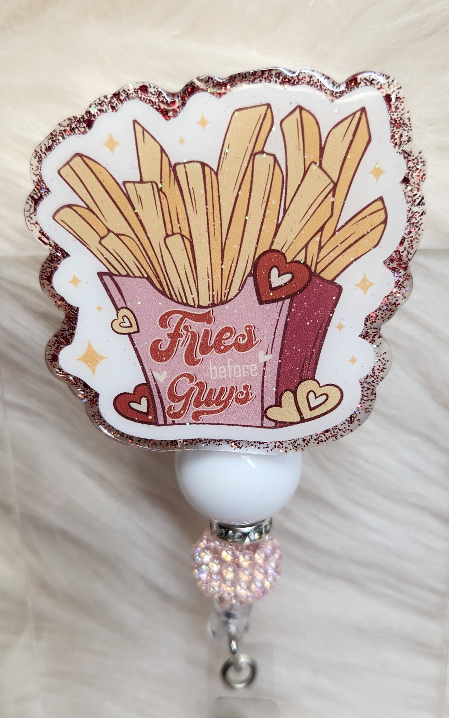 Fries Before Guys Badge Reel Face
