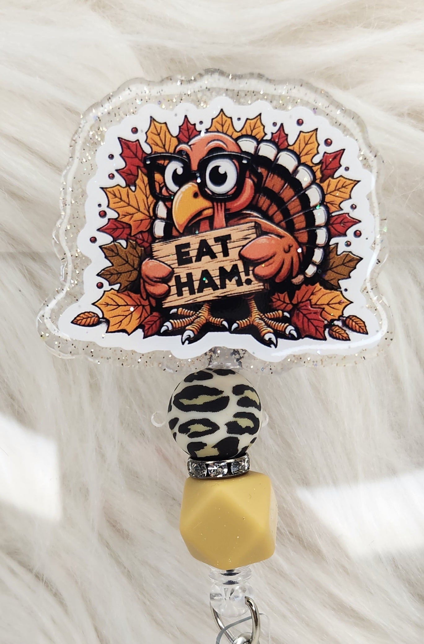 Eat Ham Badge Reel Face