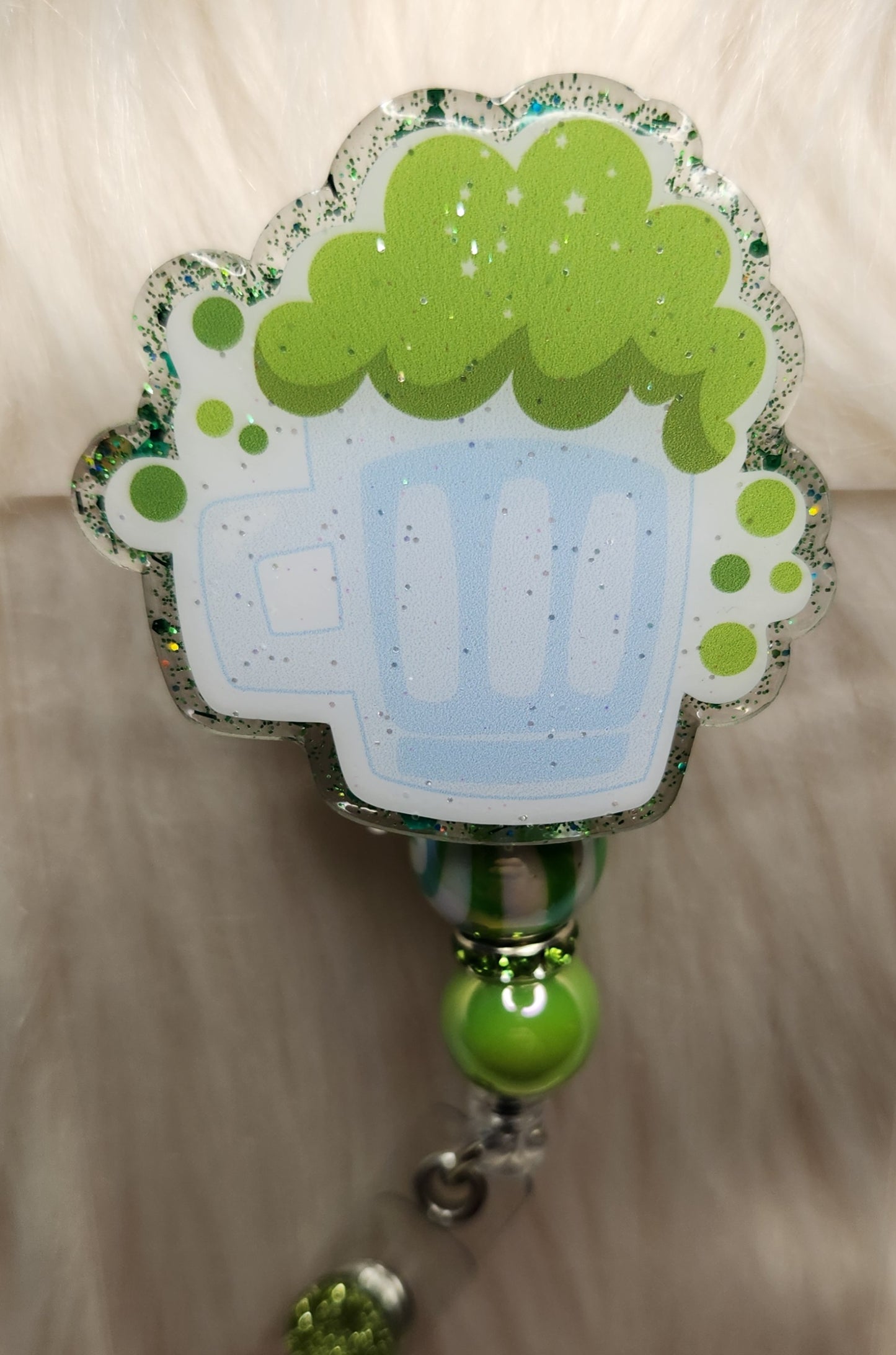 Green Beer Badge Reel Face
