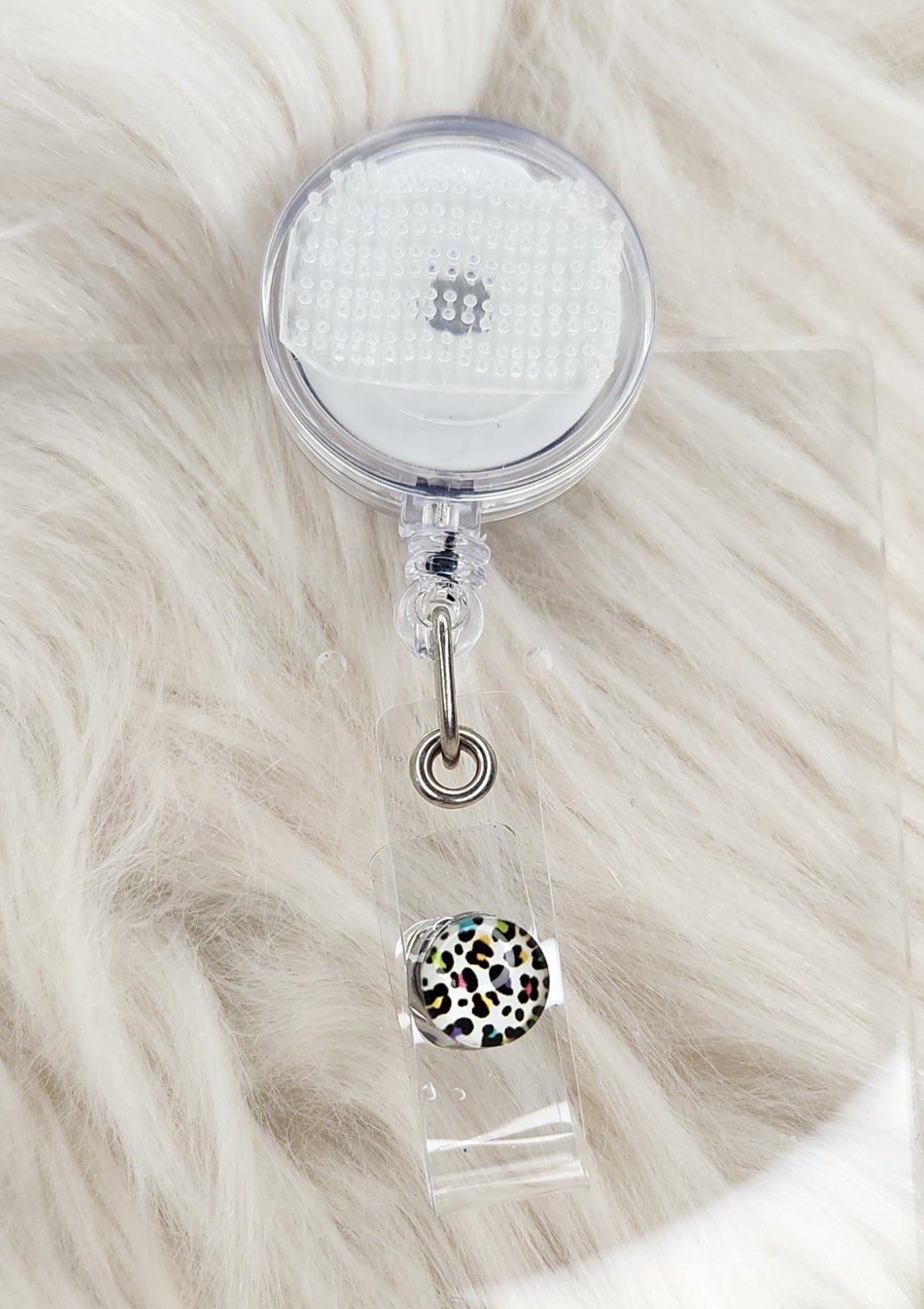 Rainbow Cheetah Basic Badge Reel(Alligator Clip)